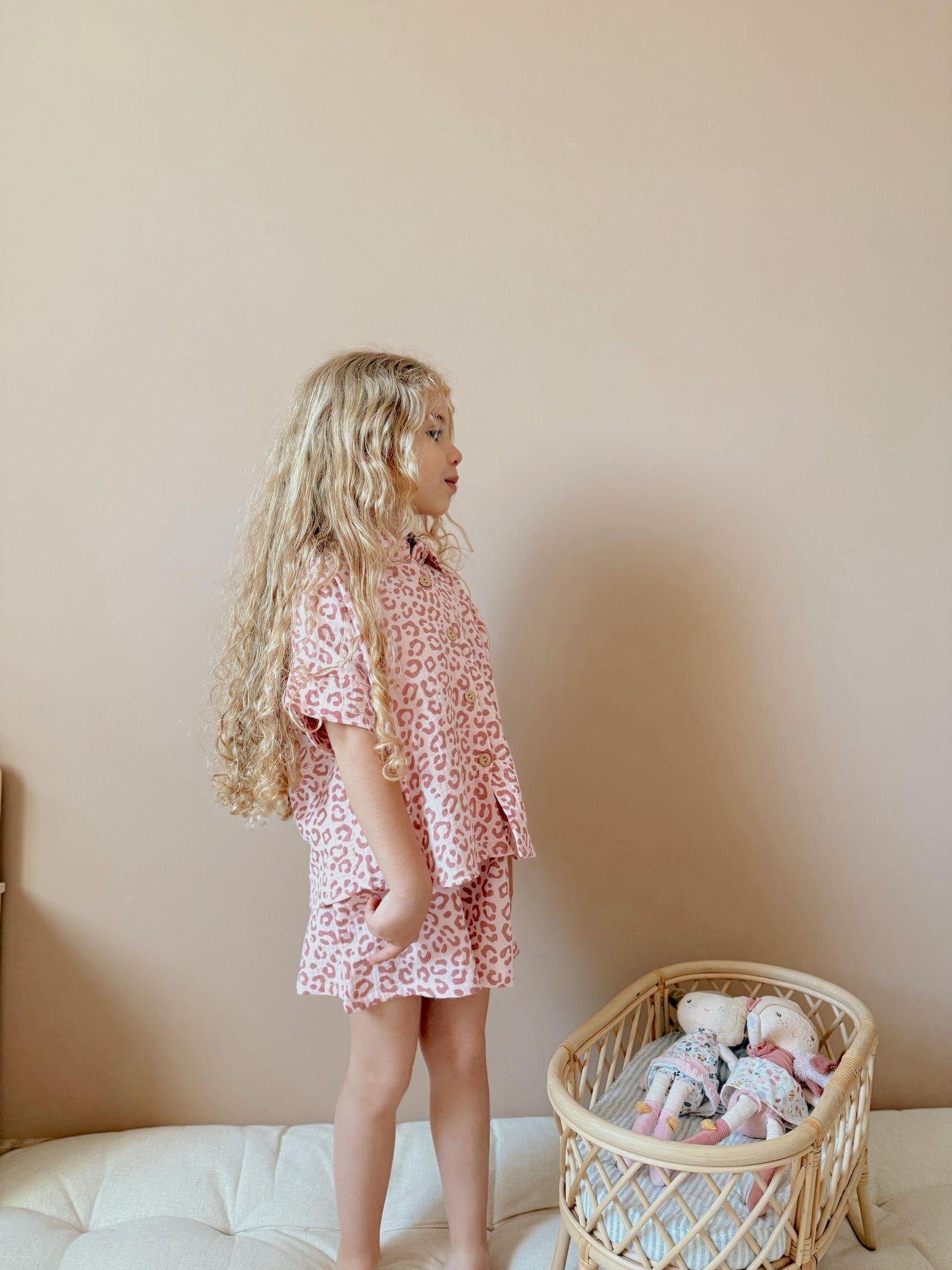 10200 Kids Leoparlı Müslin Kız Takım 3-4/9-10 Yaş