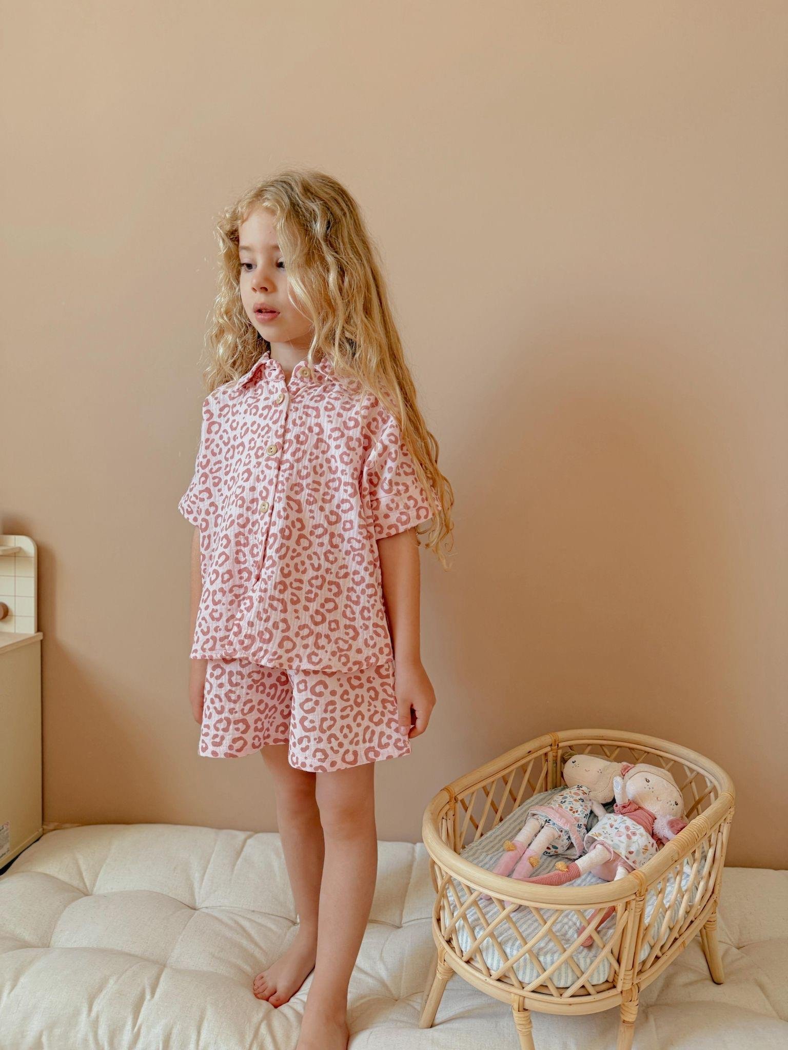 10200 Kids Leoparlı Müslin Kız Takım 3-4/9-10 Yaş
