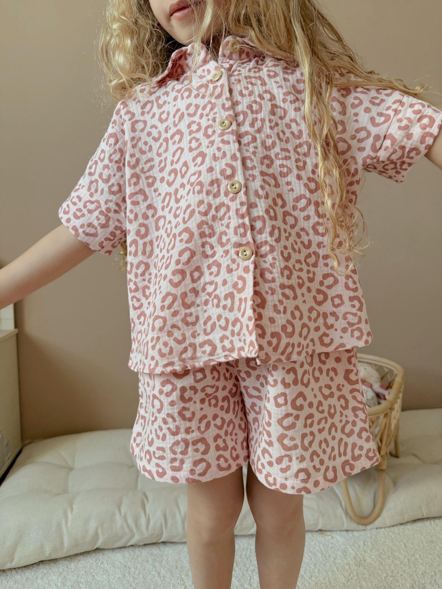 10200 Kids Leoparlı Müslin Kız Takım 3-4/9-10 Yaş