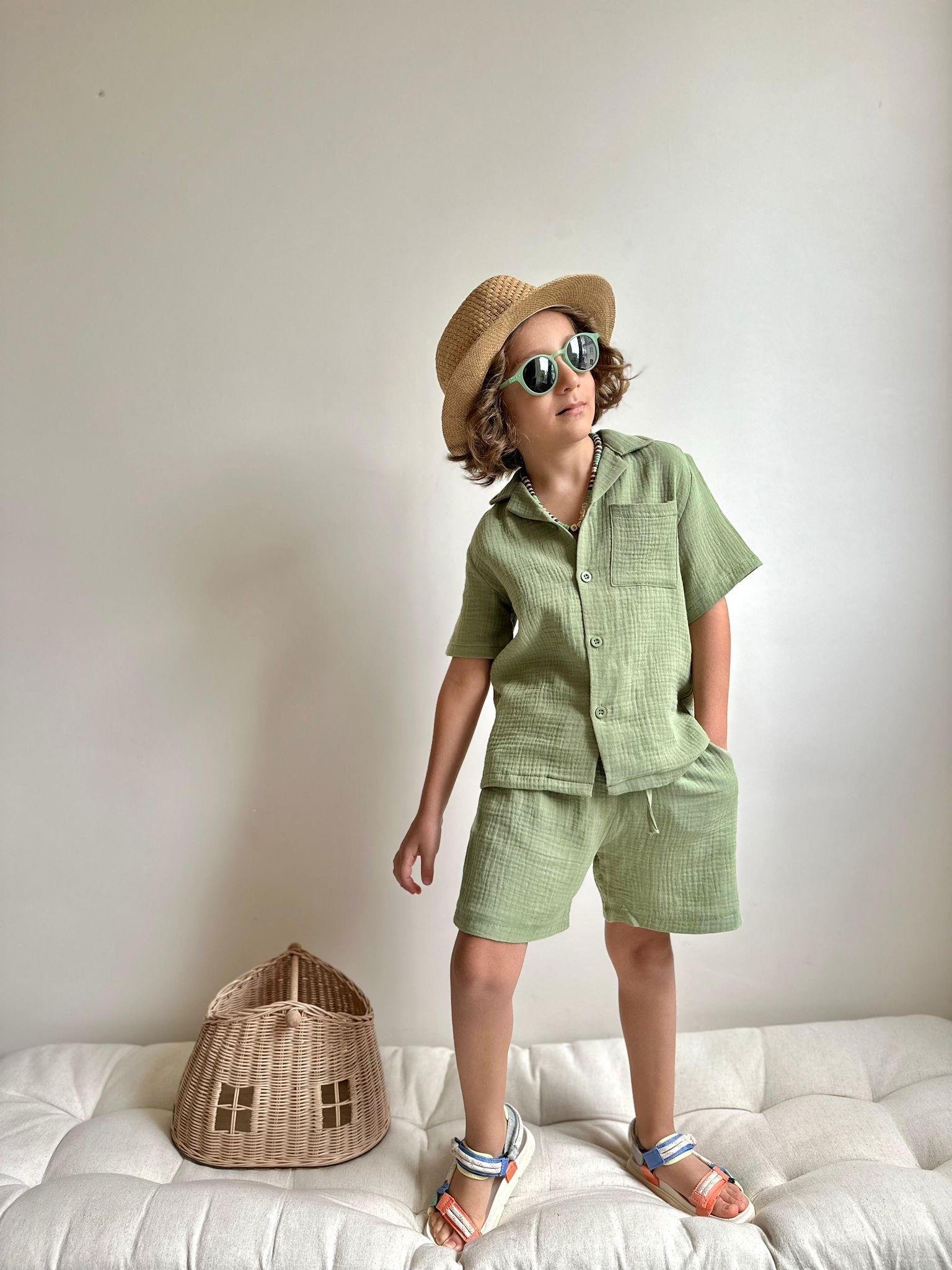 10203 Kids Müslin Şortlu Takım 3-4/9-10 Yaş
