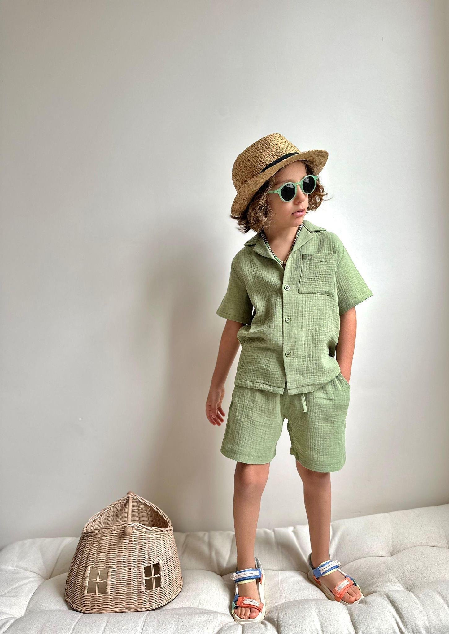 10203 Kids Müslin Şortlu Takım 3-4/9-10 Yaş
