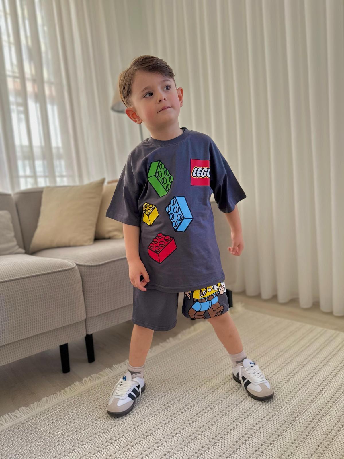 10214 Kids Baskılı Şort Tshirt Takım 3-4/9-10 Yaş