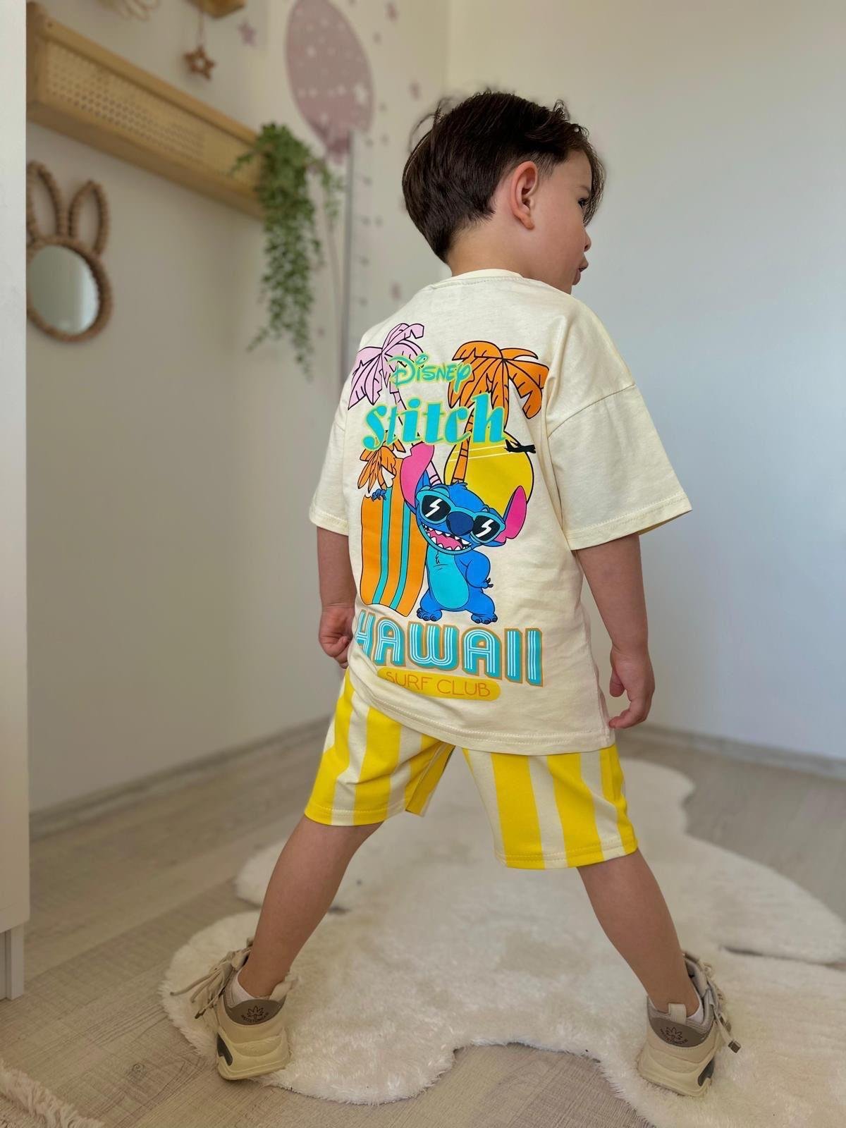 10214 Kids Baskılı Şort Tshirt Takım 3-4/9-10 Yaş