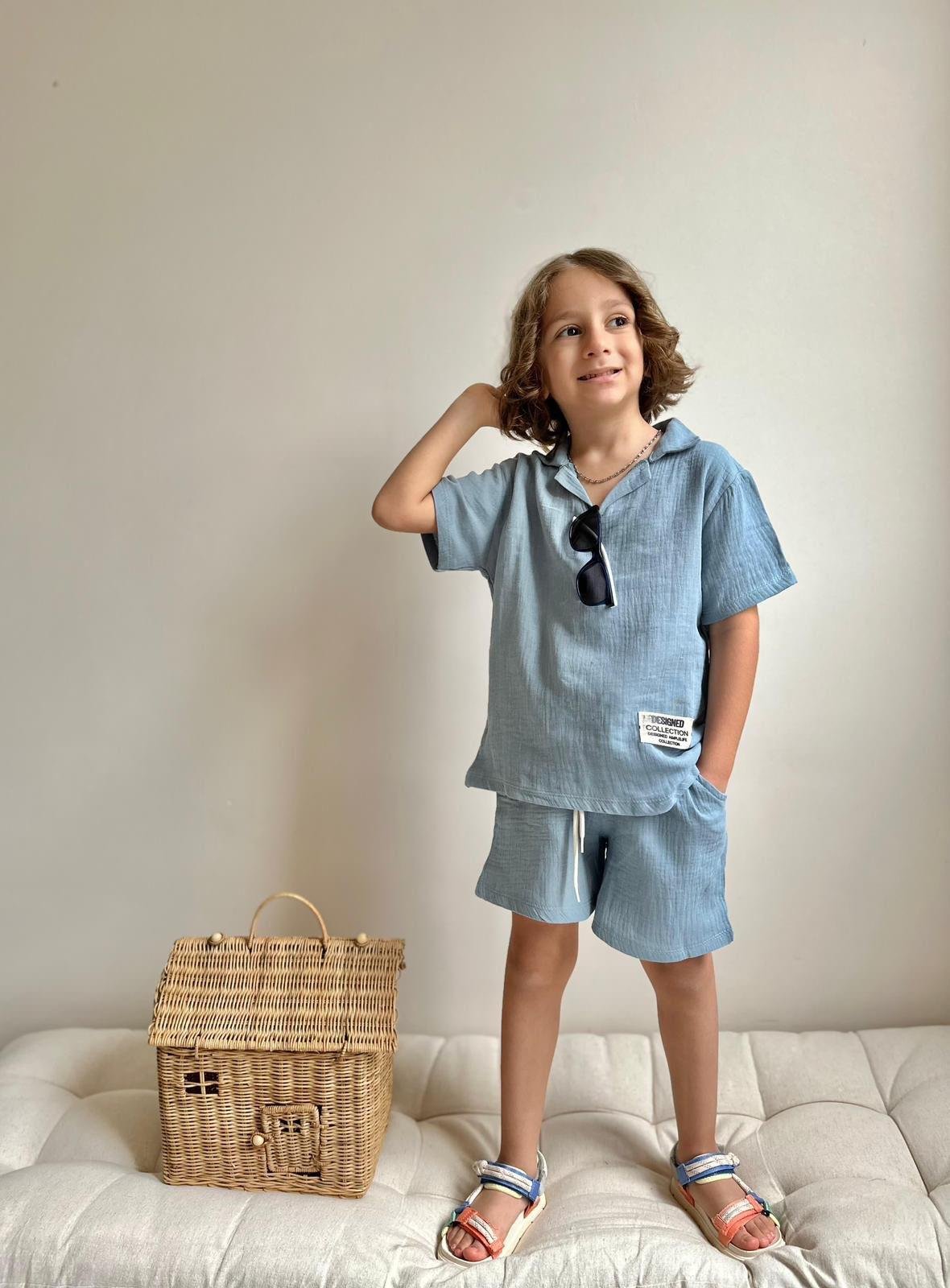 10217 Kids Müslin Polo Yaka Takım 5-6/13-14 Yaş