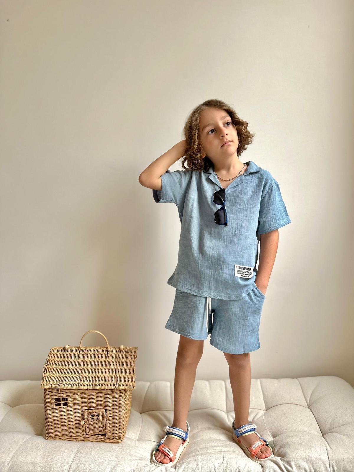 10217 Kids Müslin Polo Yaka Takım 5-6/13-14 Yaş