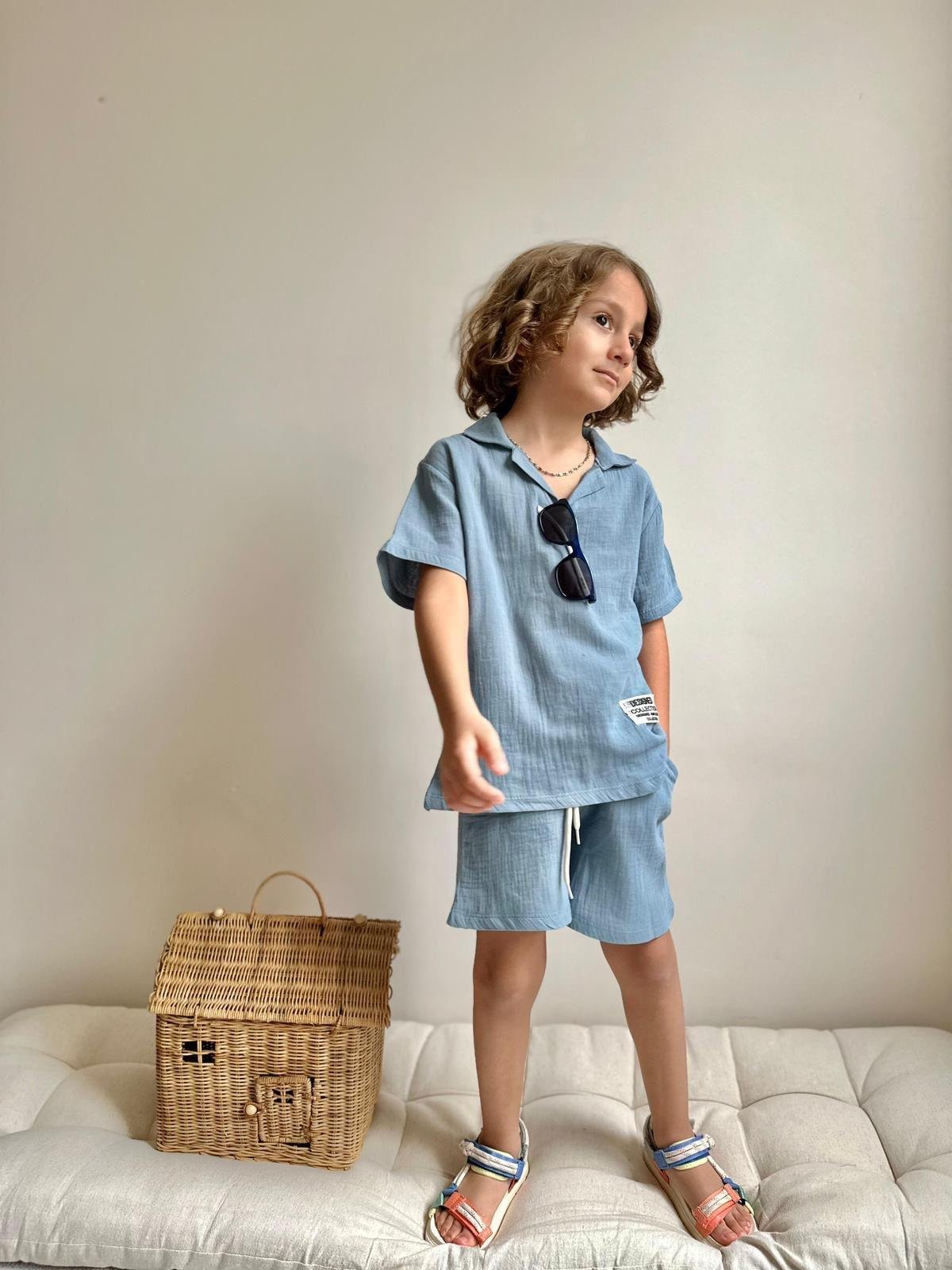10217 Kids Müslin Polo Yaka Takım 5-6/13-14 Yaş