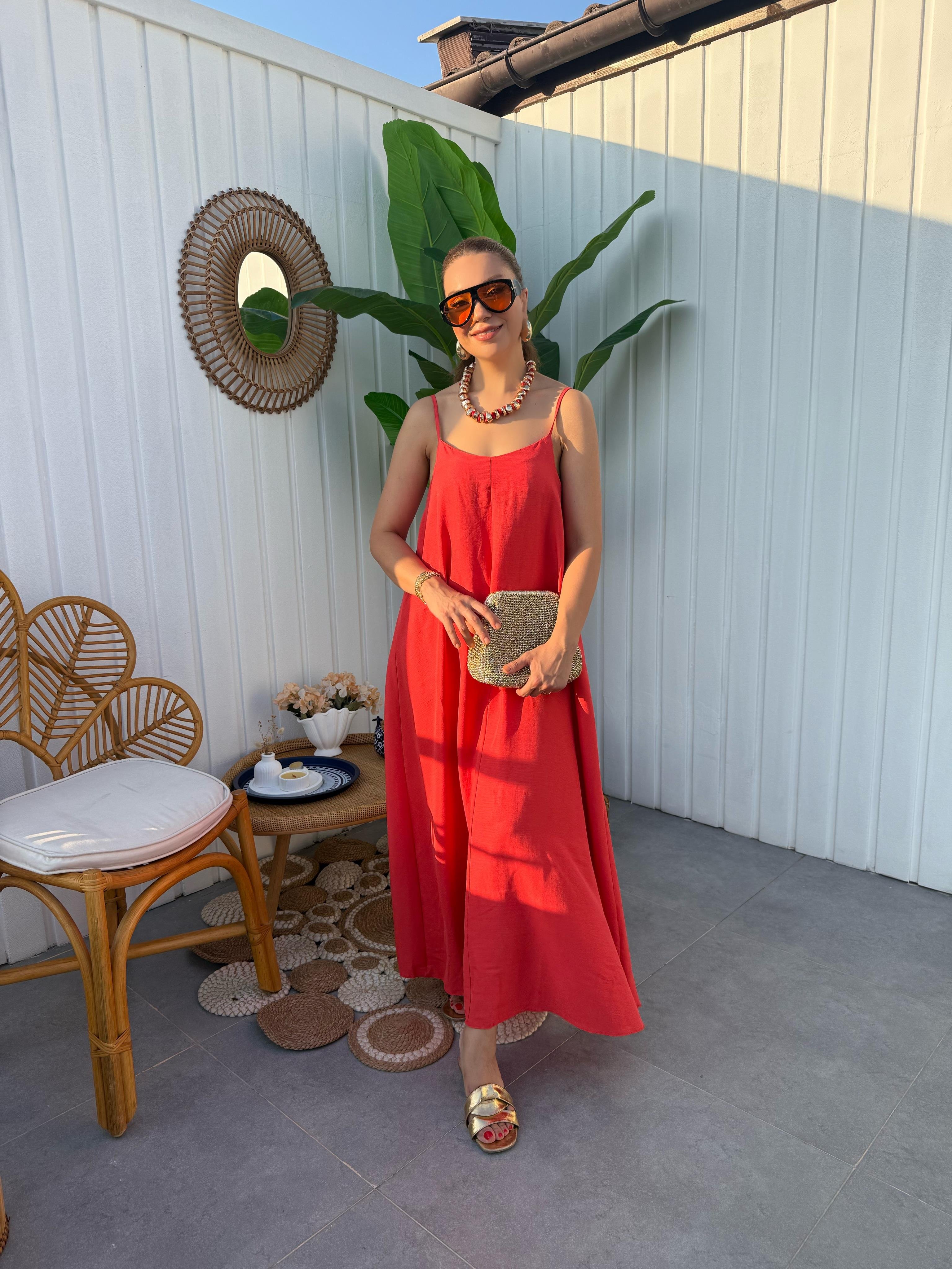 10320 Askılı Basic Elbise