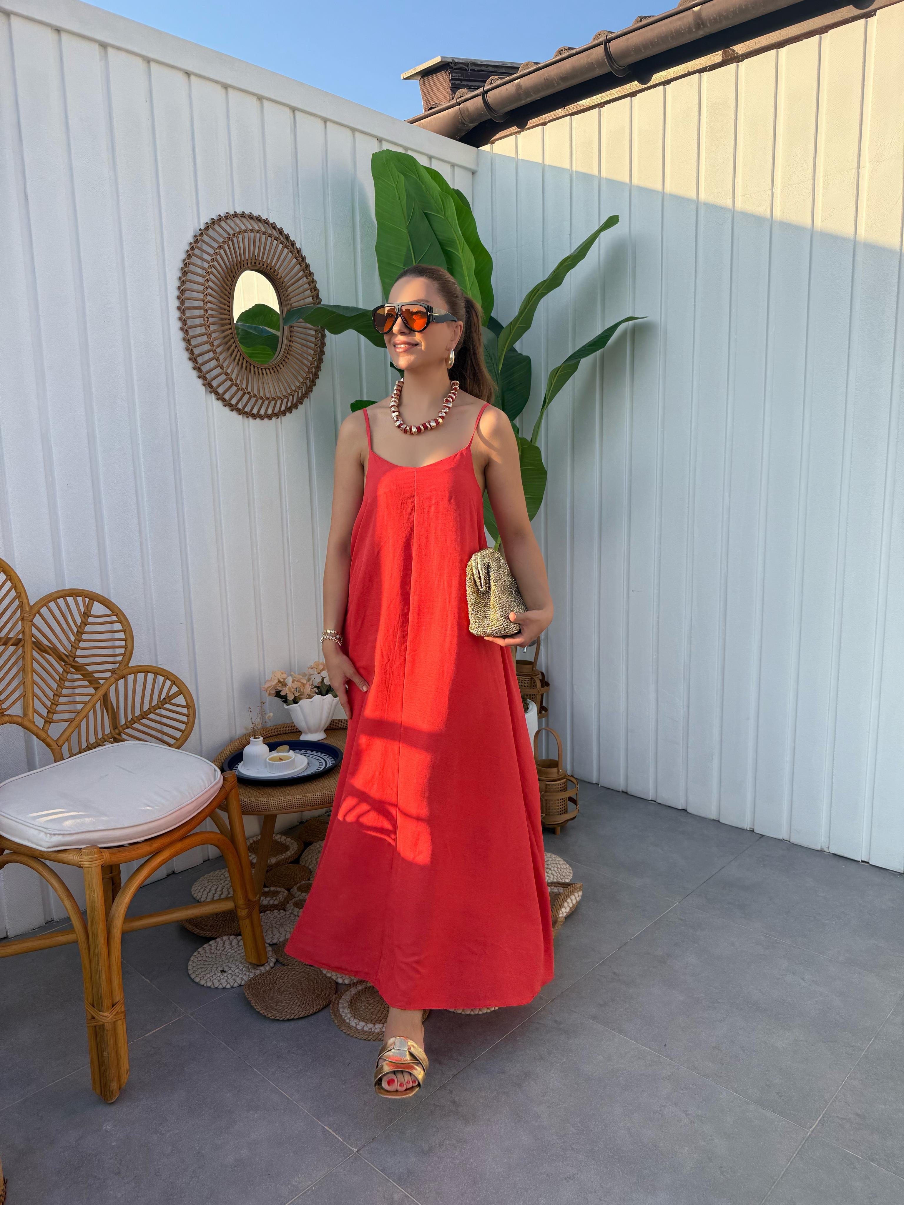 10320 Askılı Basic Elbise