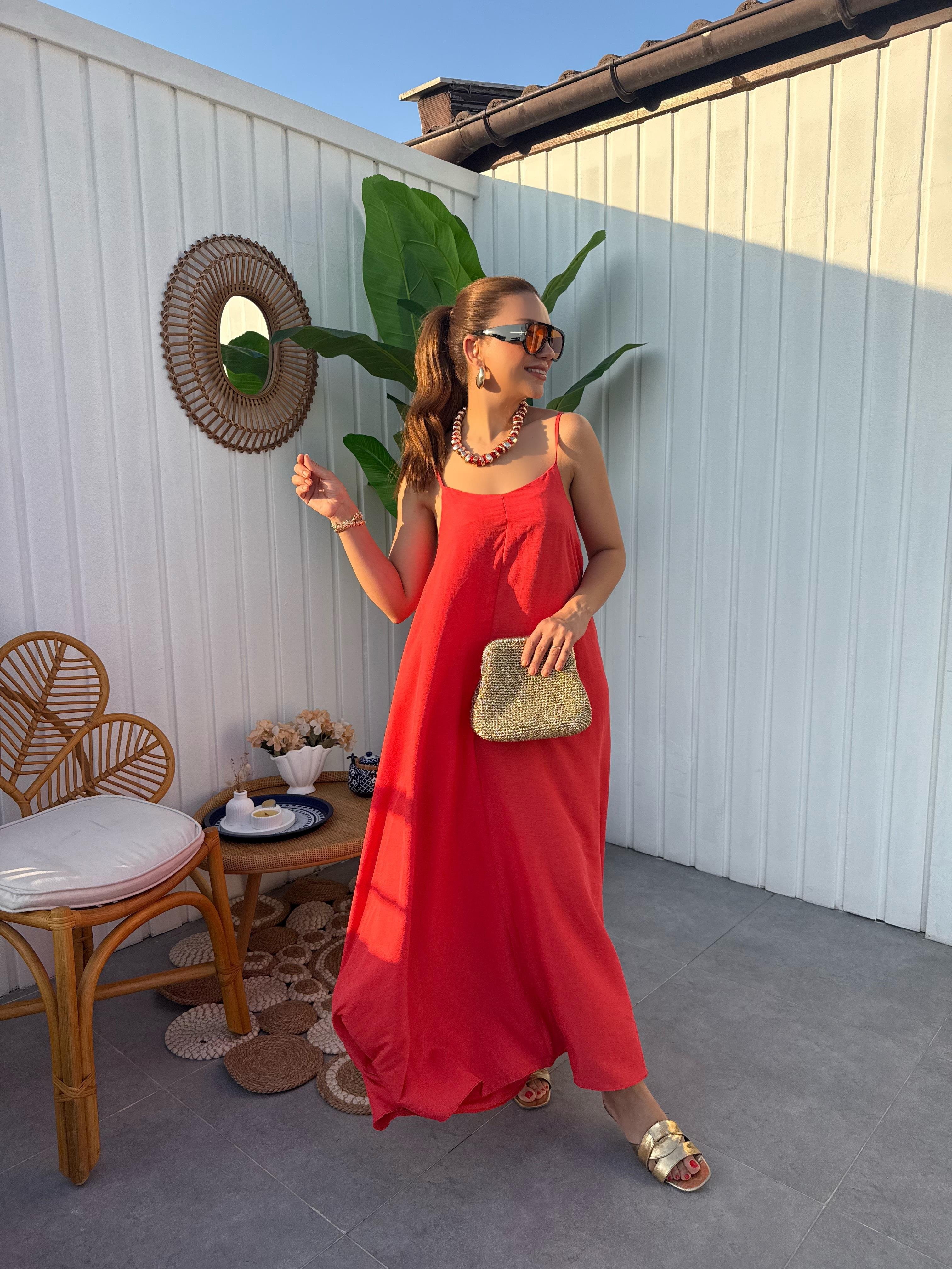 10320 Askılı Basic Elbise