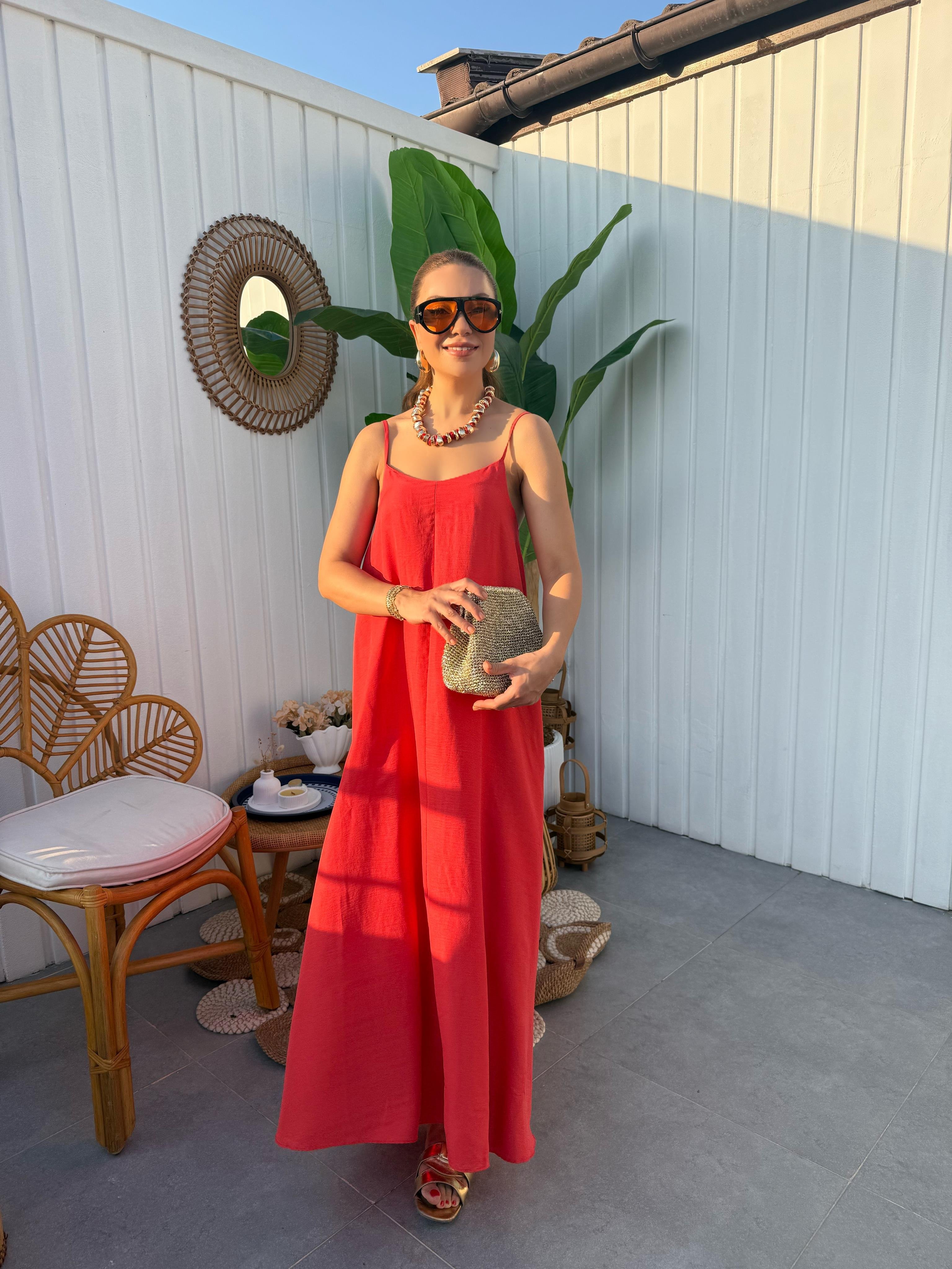 10320 Askılı Basic Elbise