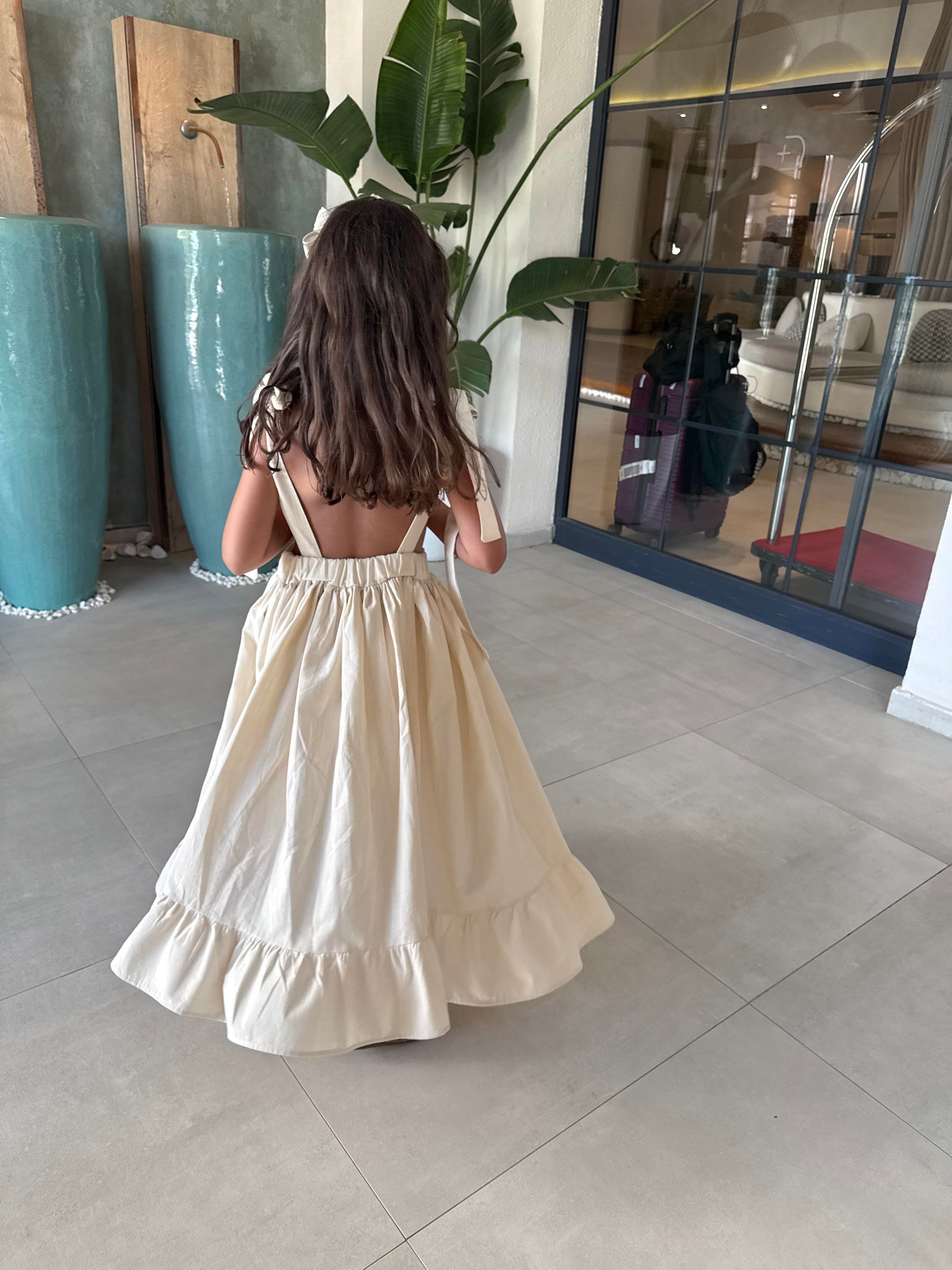 10374 Kids Bağlama Detaylı Elbise 5-6/7-8 Yaş