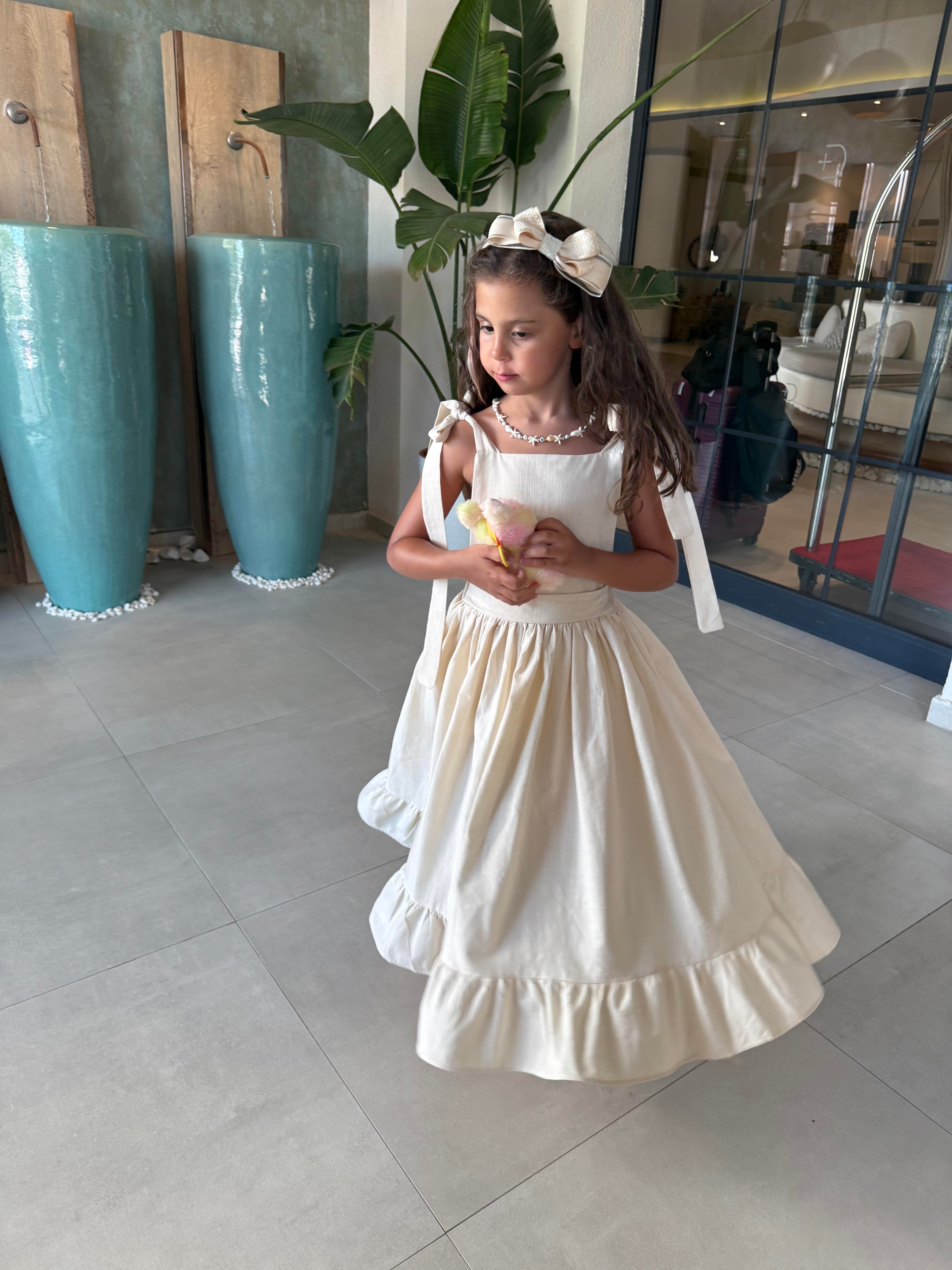 10374 Kids Bağlama Detaylı Elbise 5-6/7-8 Yaş