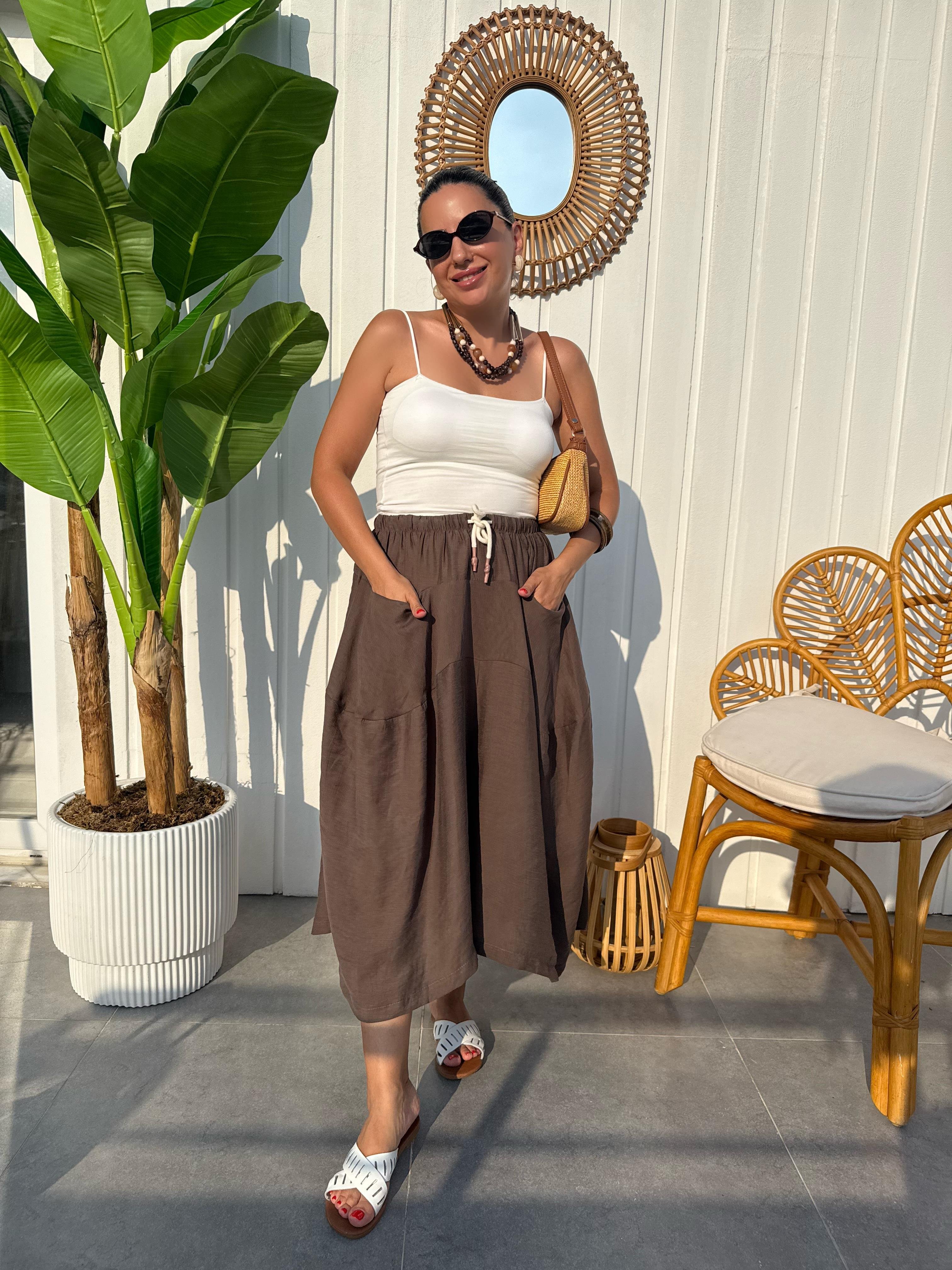 10394 Beli Lastikli Pantolon