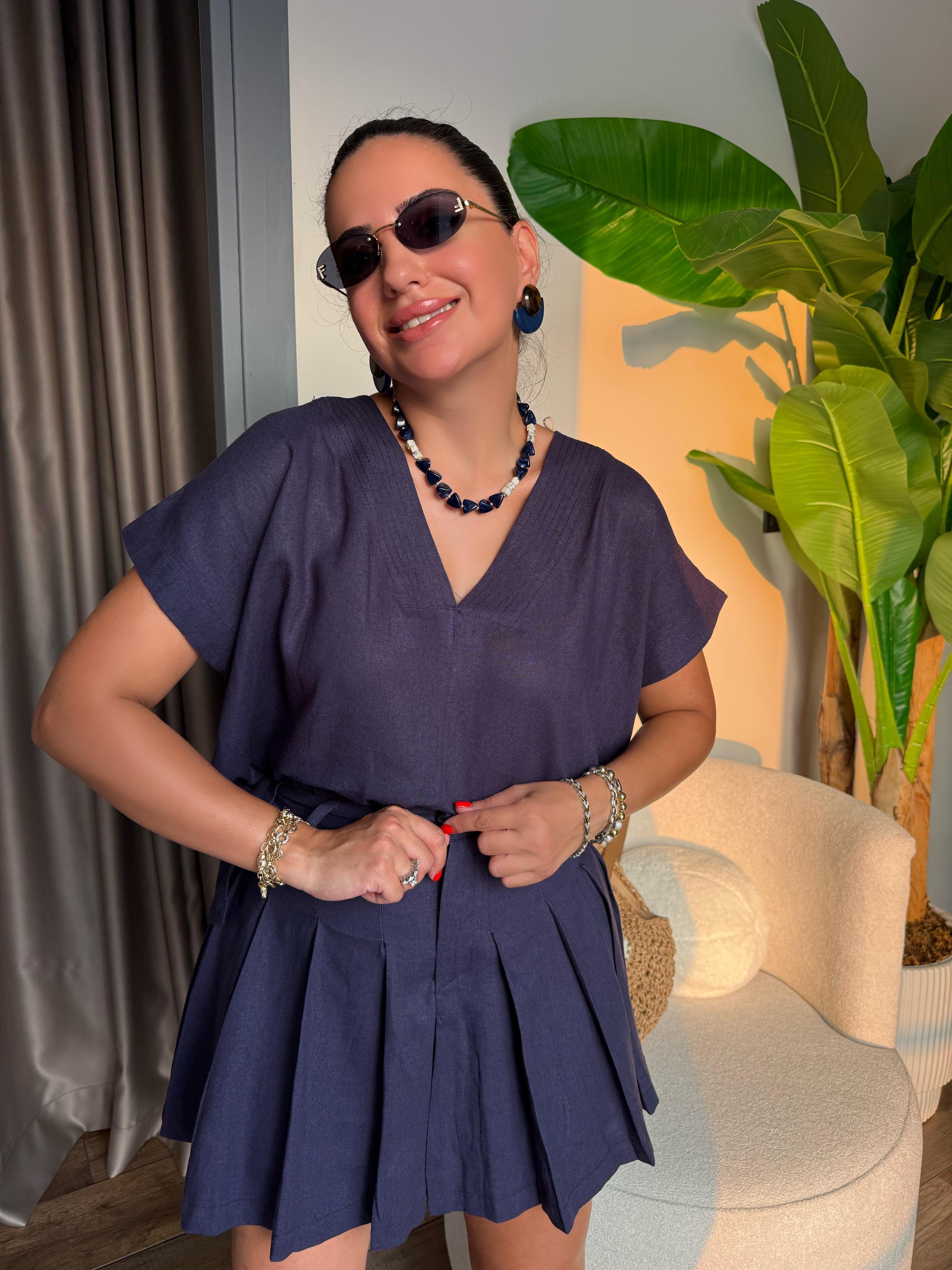 10453 Bluz Şort Etek Takım