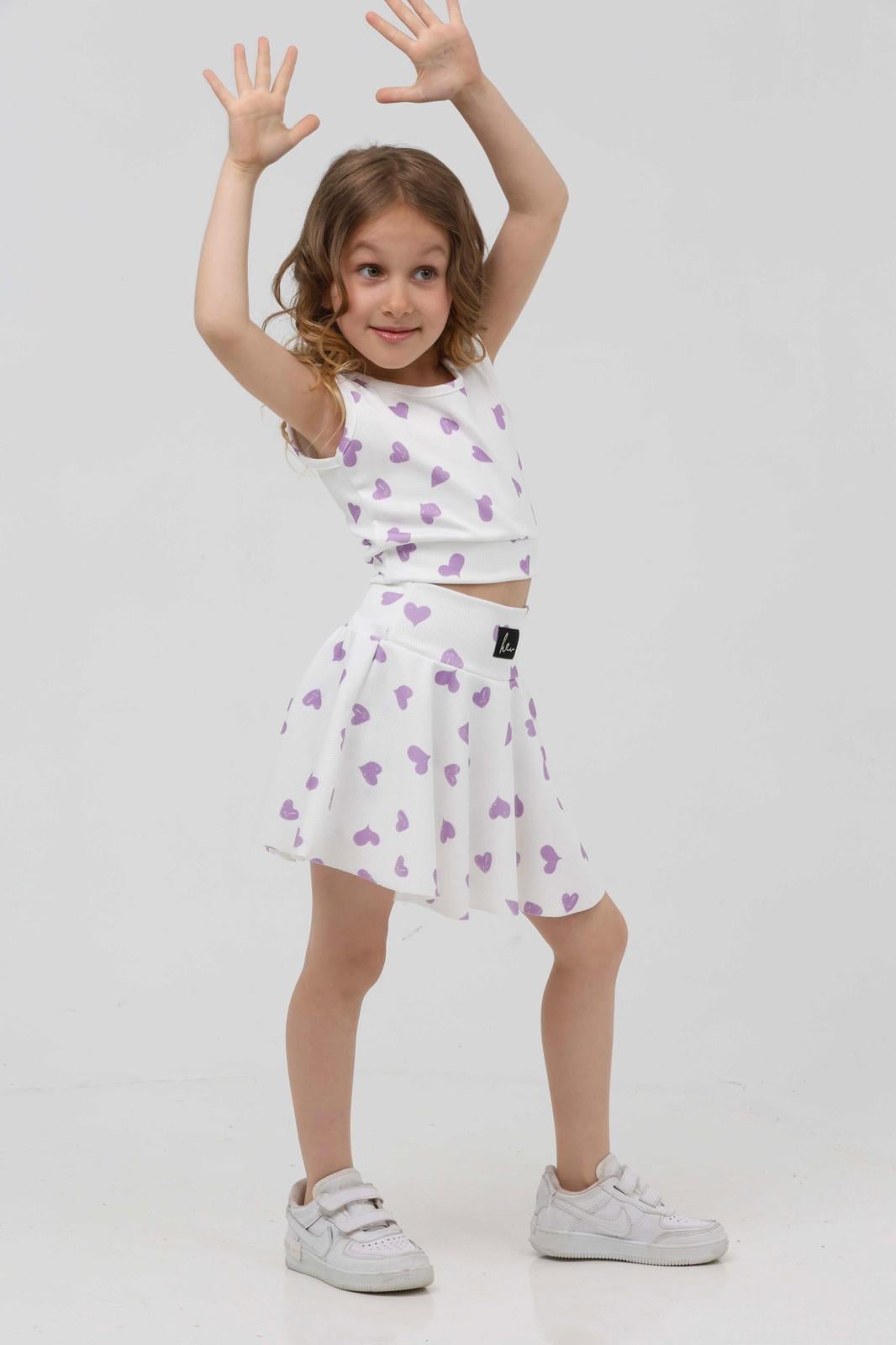 10477 Kids Fitilli Baskılı Crop Takım 5-6/13-14 Yaş