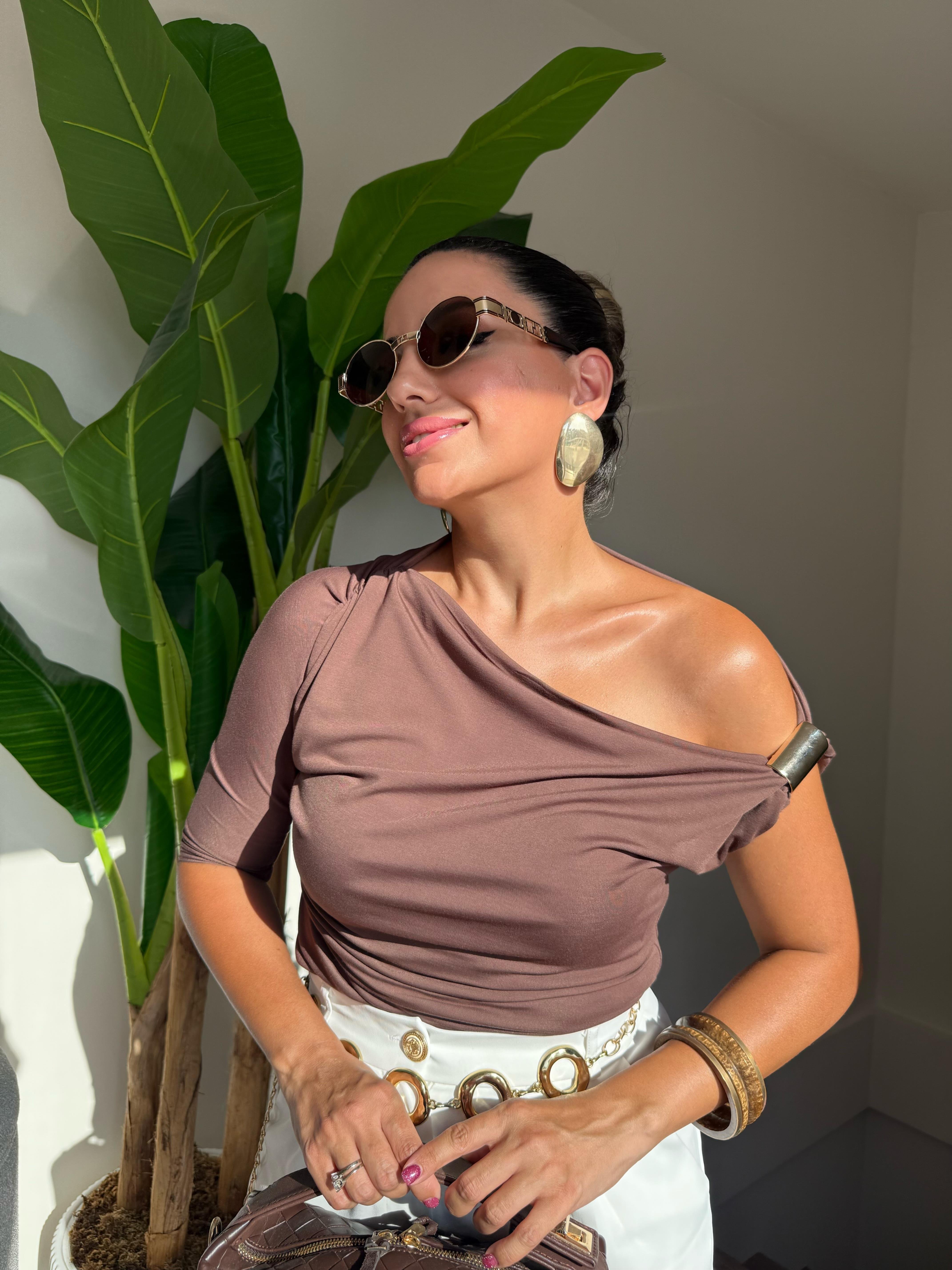 10488 Gold Toka Detaylı Bluz