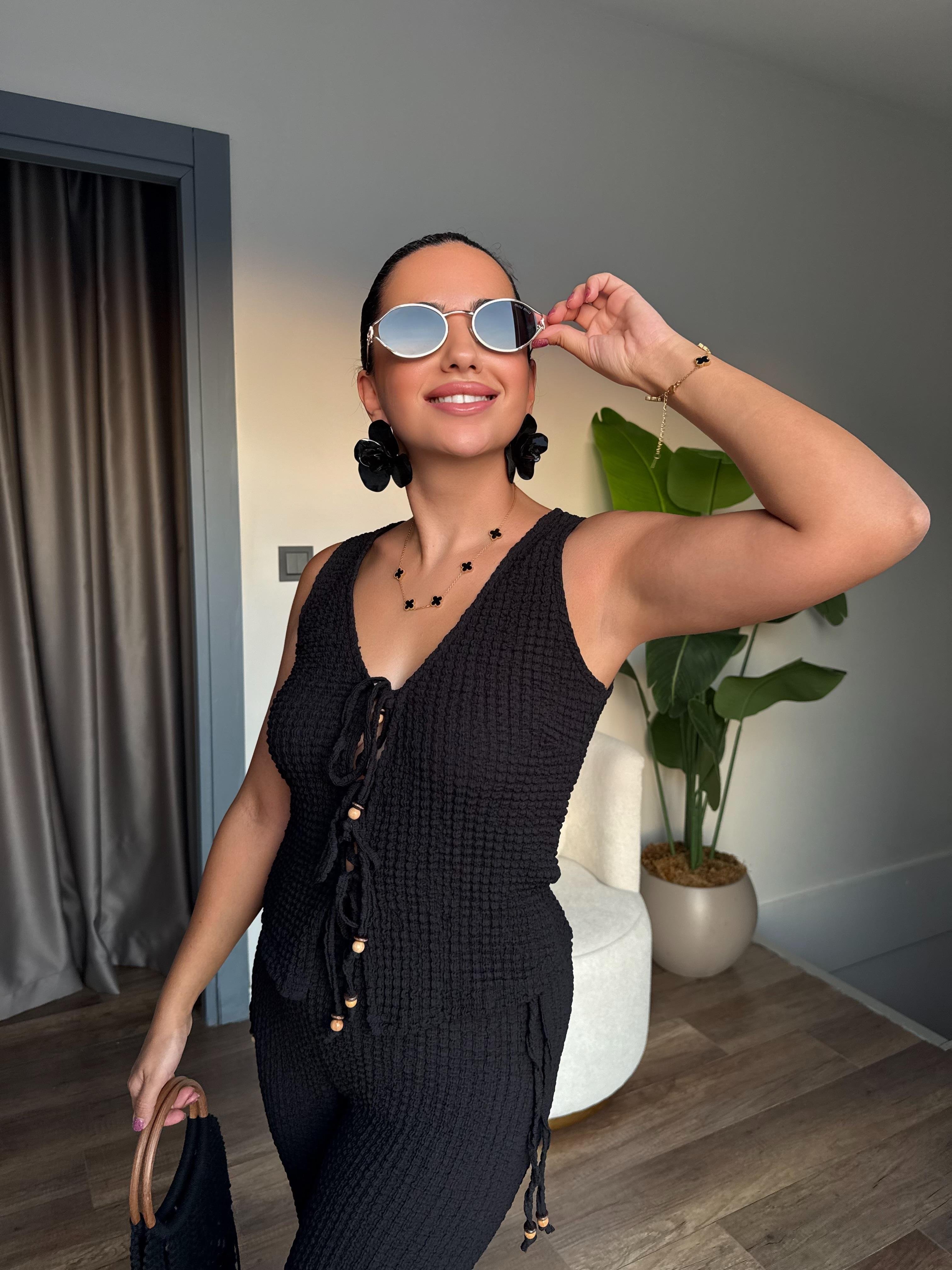 10494 Siyah Bluz Pantolon Takım