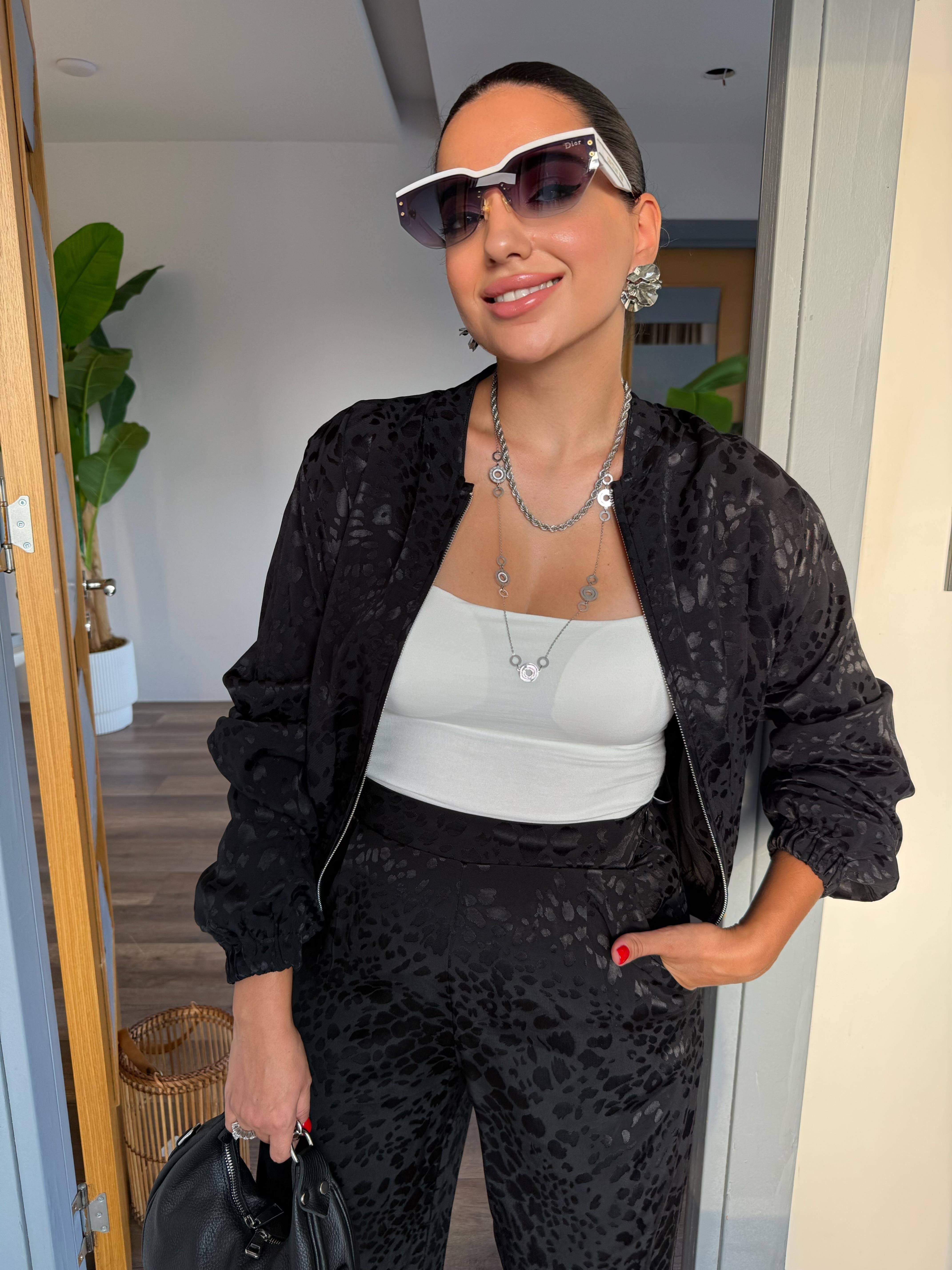 10522 Leopar Desenli Bomber Ceket