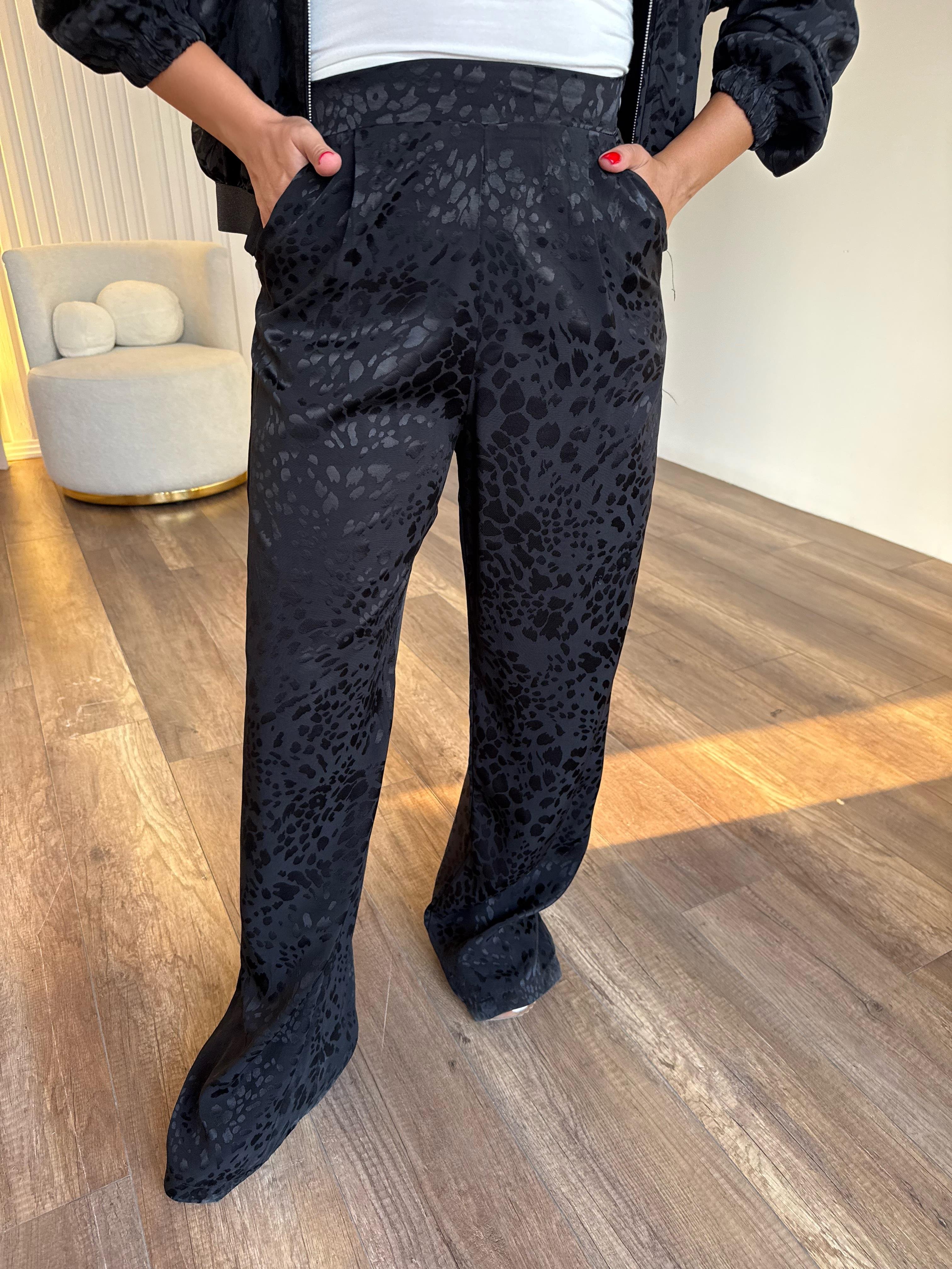 10523 Leopar Desenli Saten Pantolon