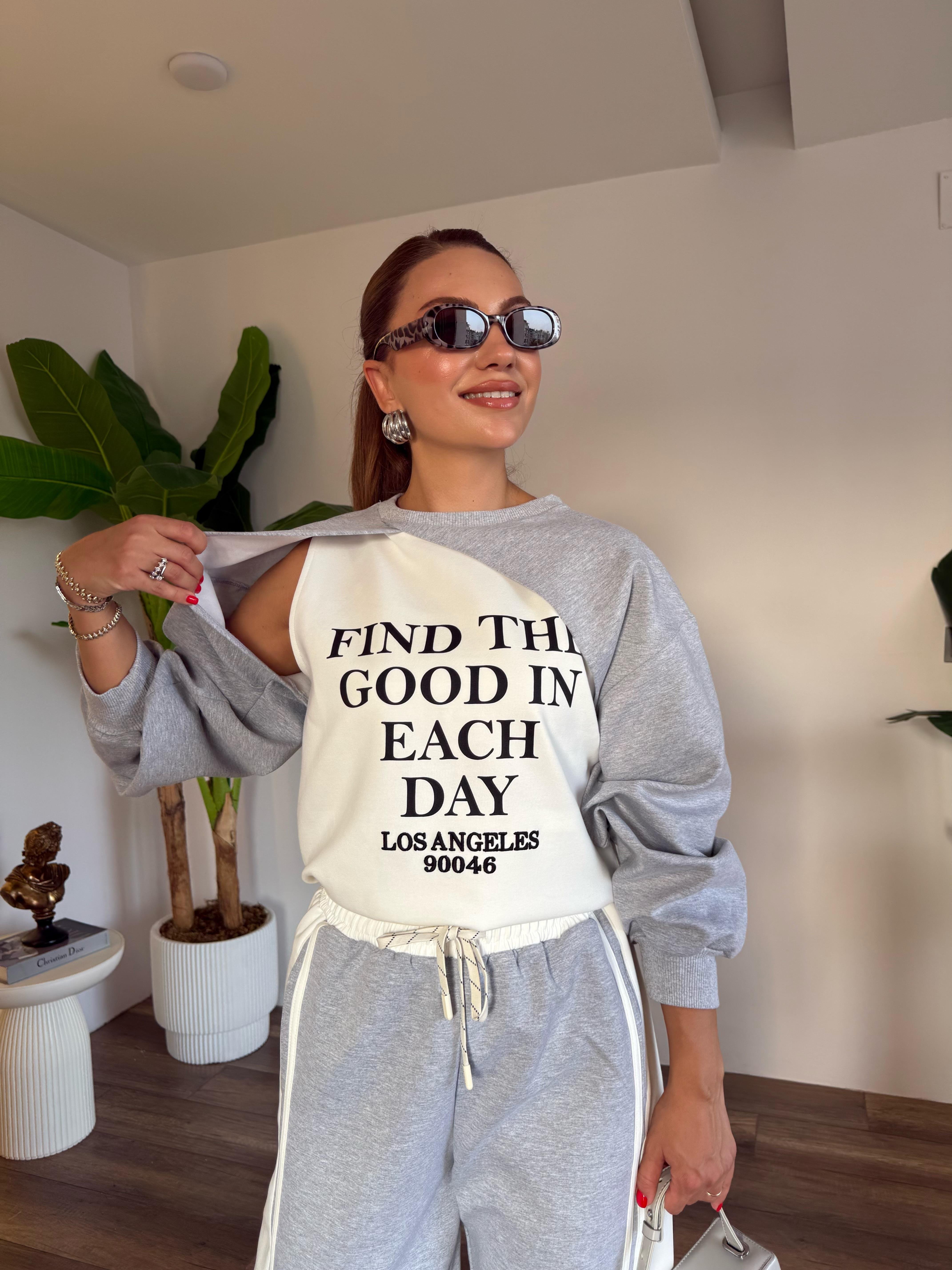 10530 Önü Yazı Baskılı Sweatshirt