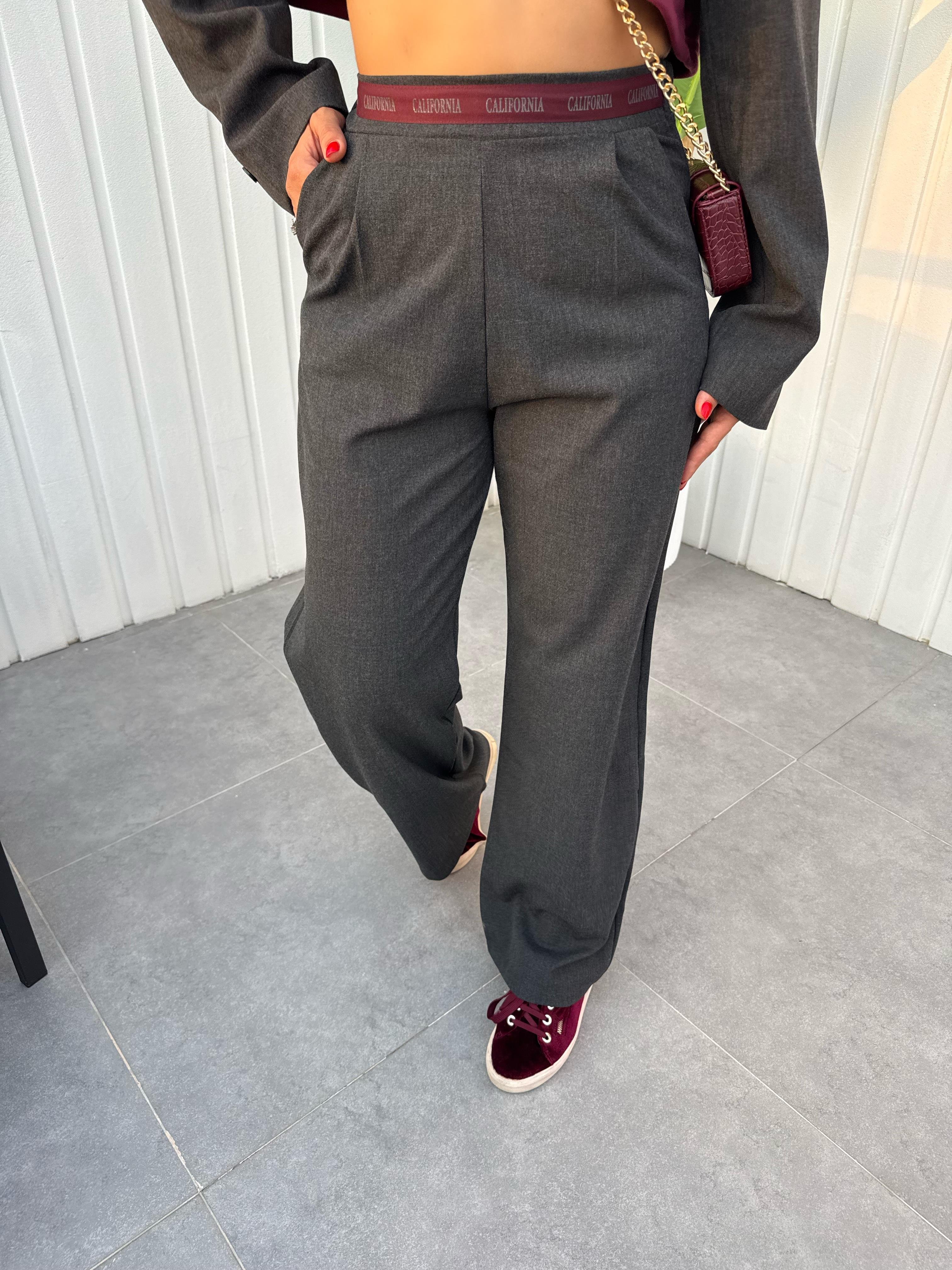 10538 Beli Bordo Şerit Detaylı Pantolon