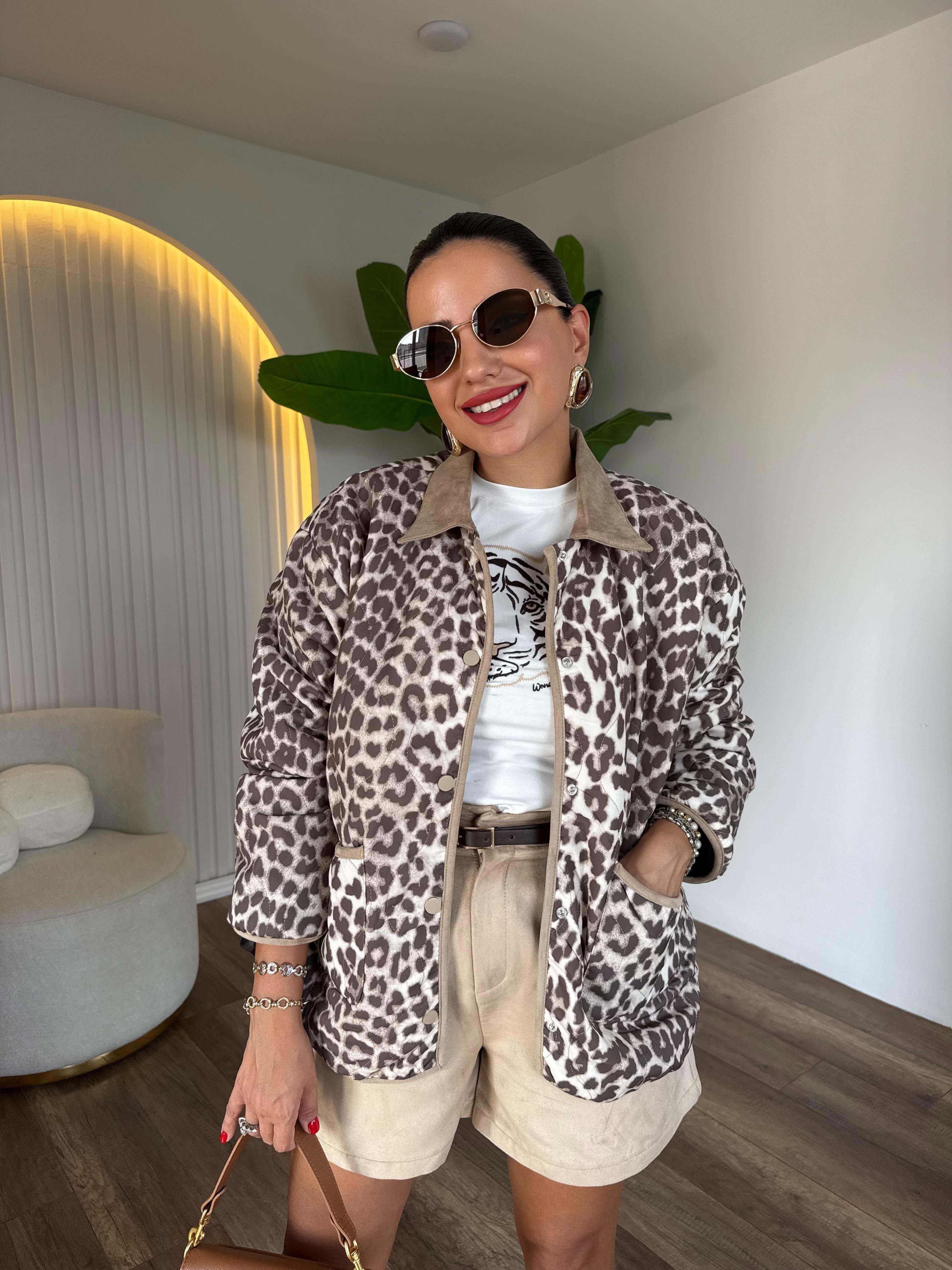 10543 Leopar Düğme Detaylı Ceket