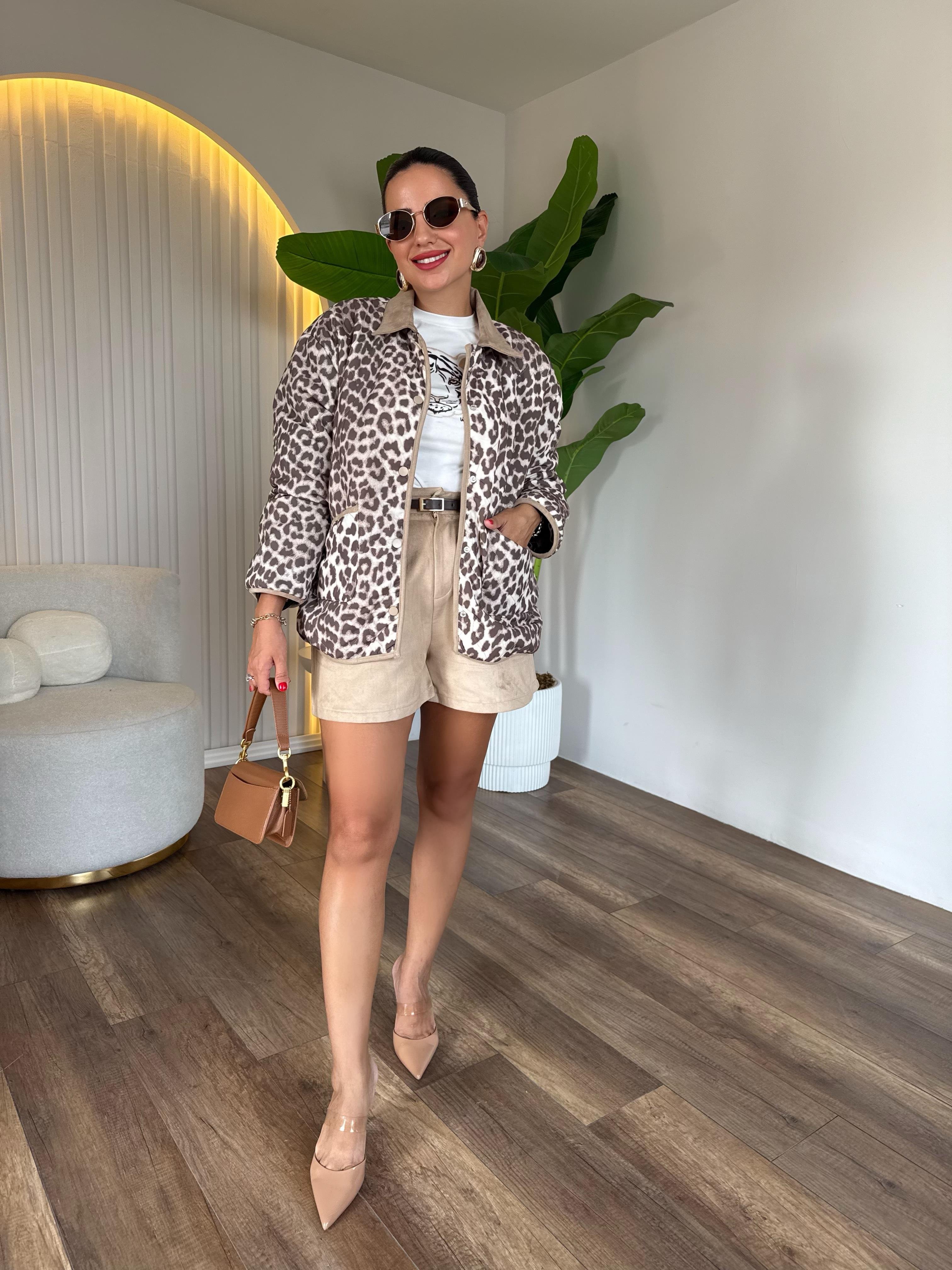 10543 Leopar Düğme Detaylı Ceket