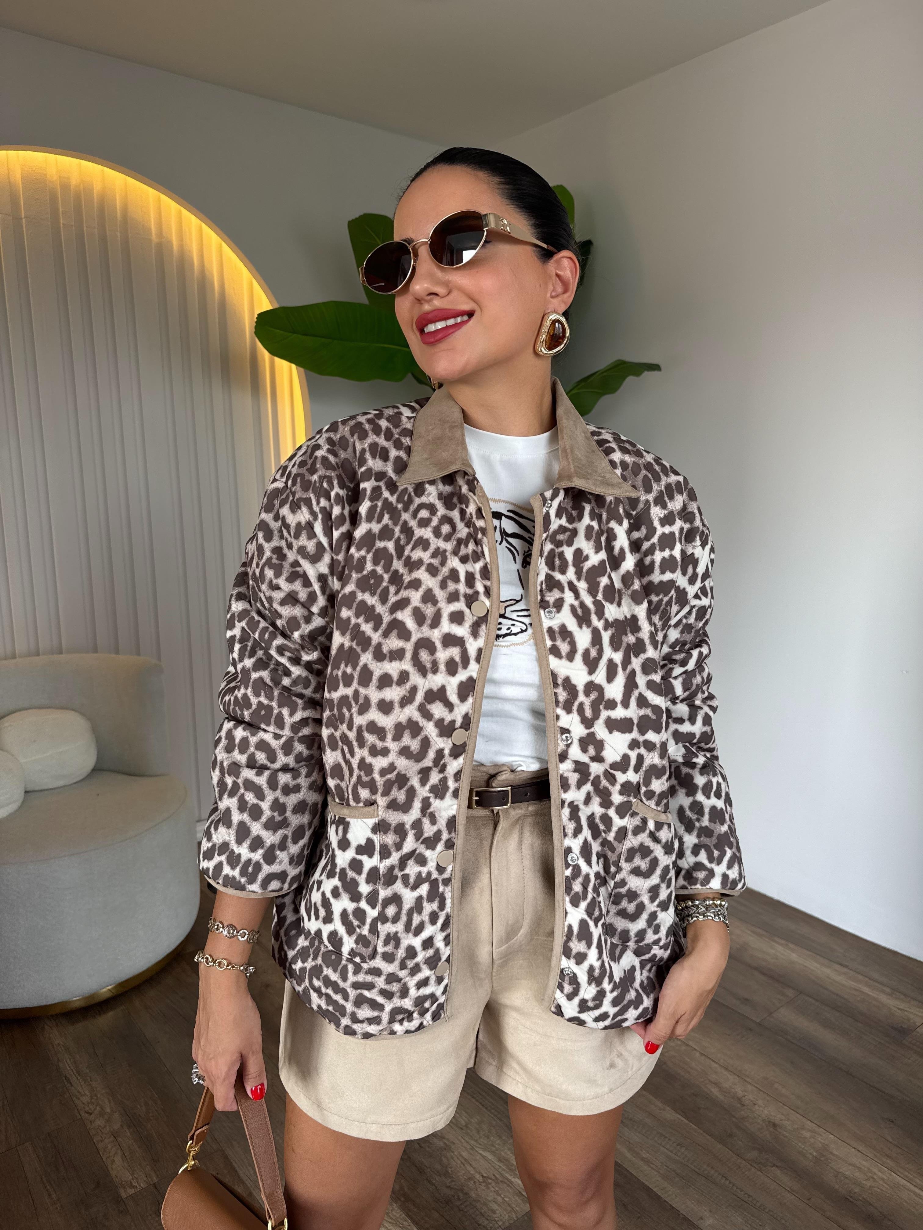 10543 Leopar Düğme Detaylı Ceket
