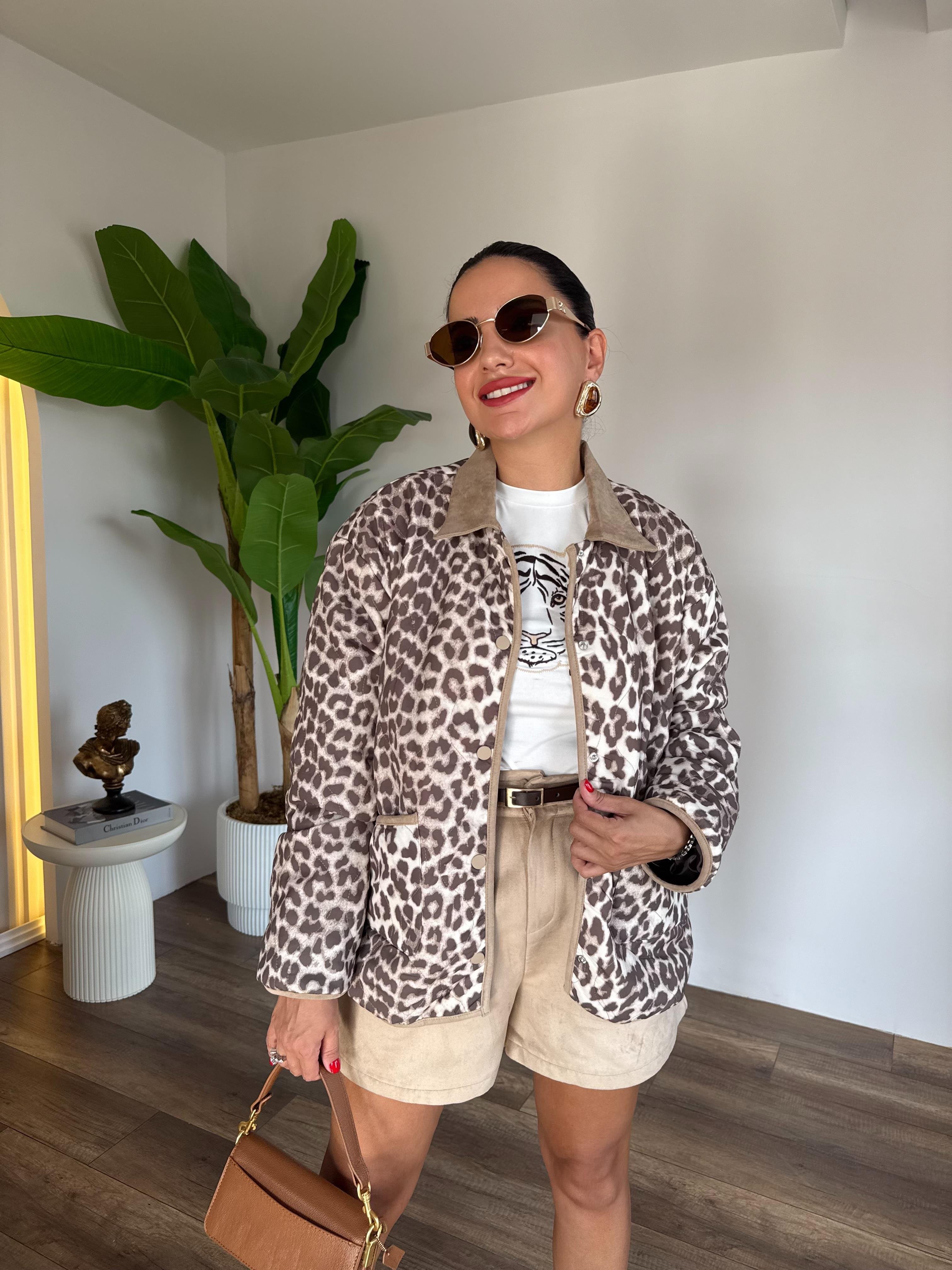 10543 Leopar Düğme Detaylı Ceket
