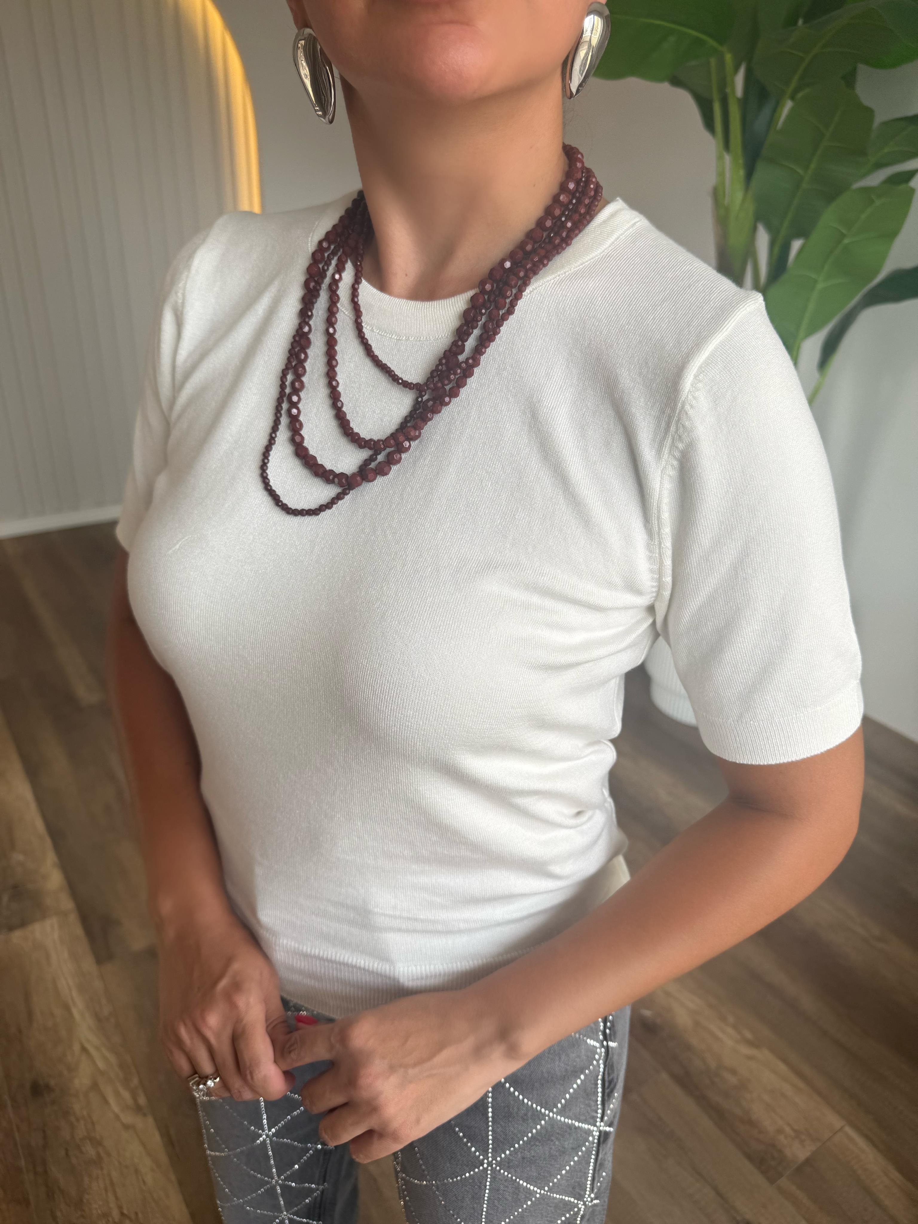 10601 Bisiklet Yaka Kısa Kol Basic Triko Bluz