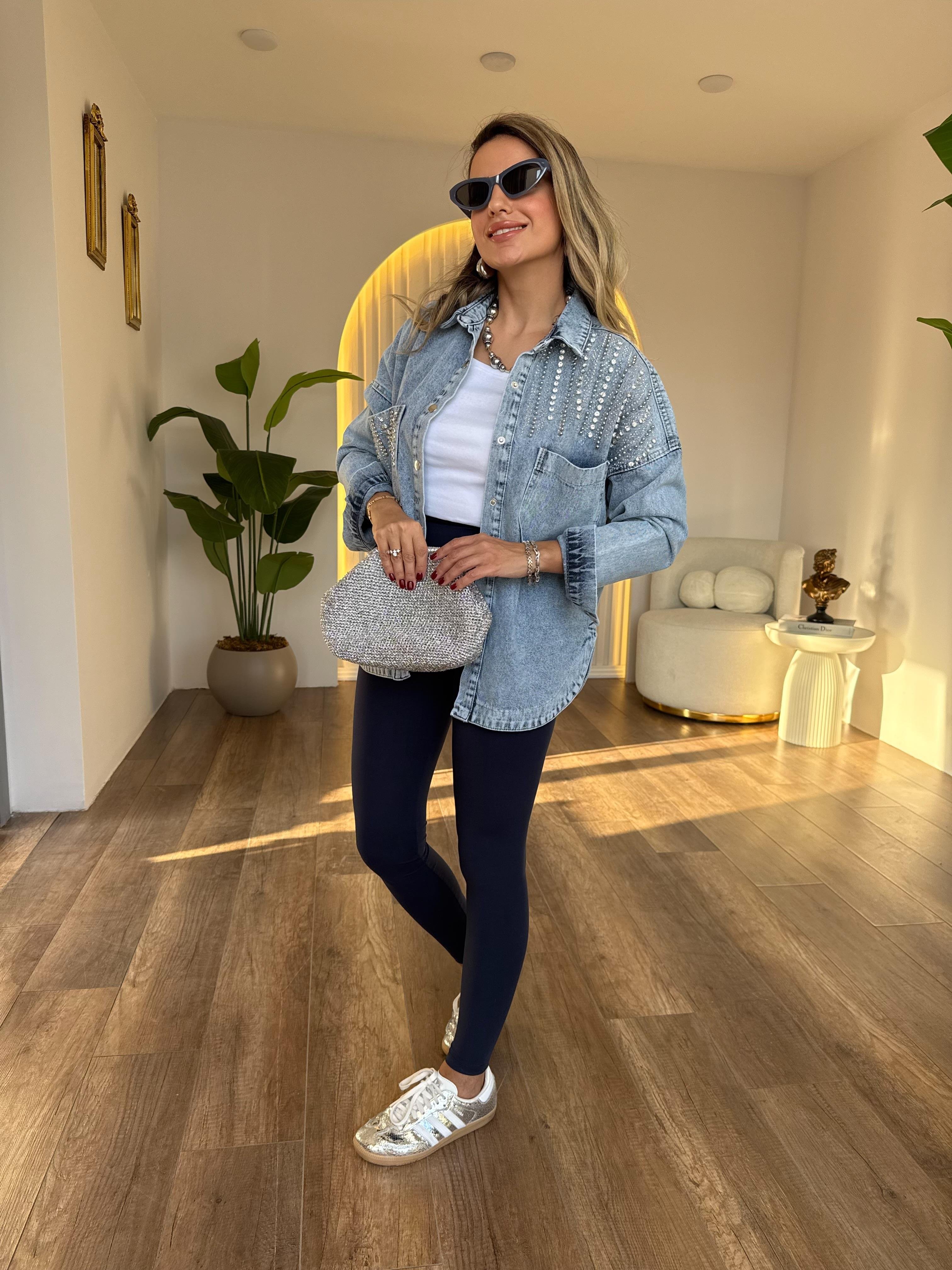 10612 Taş Detaylı Kot Ceket