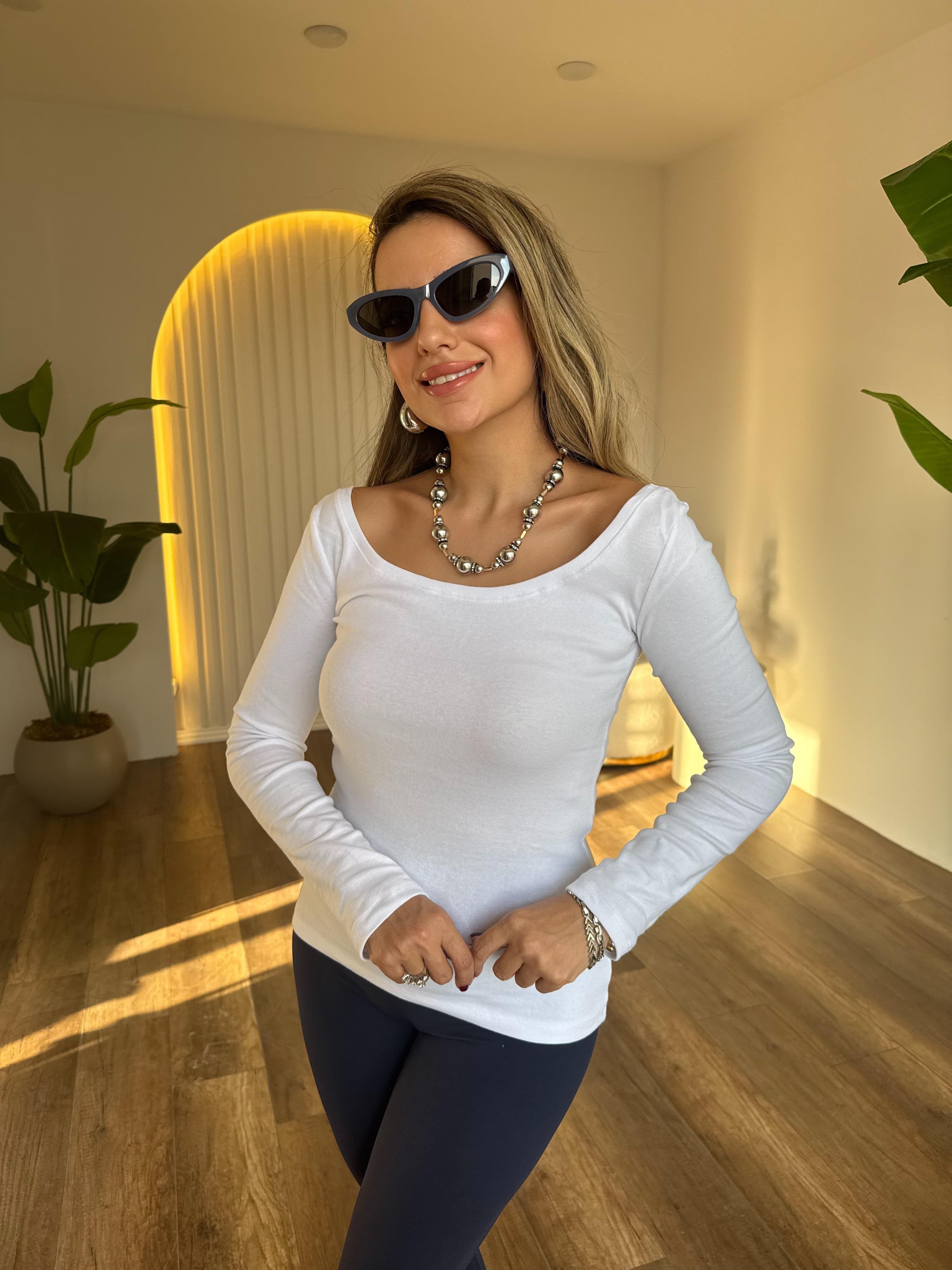 10613 Kayık Yaka Uzun Kol Bluz
