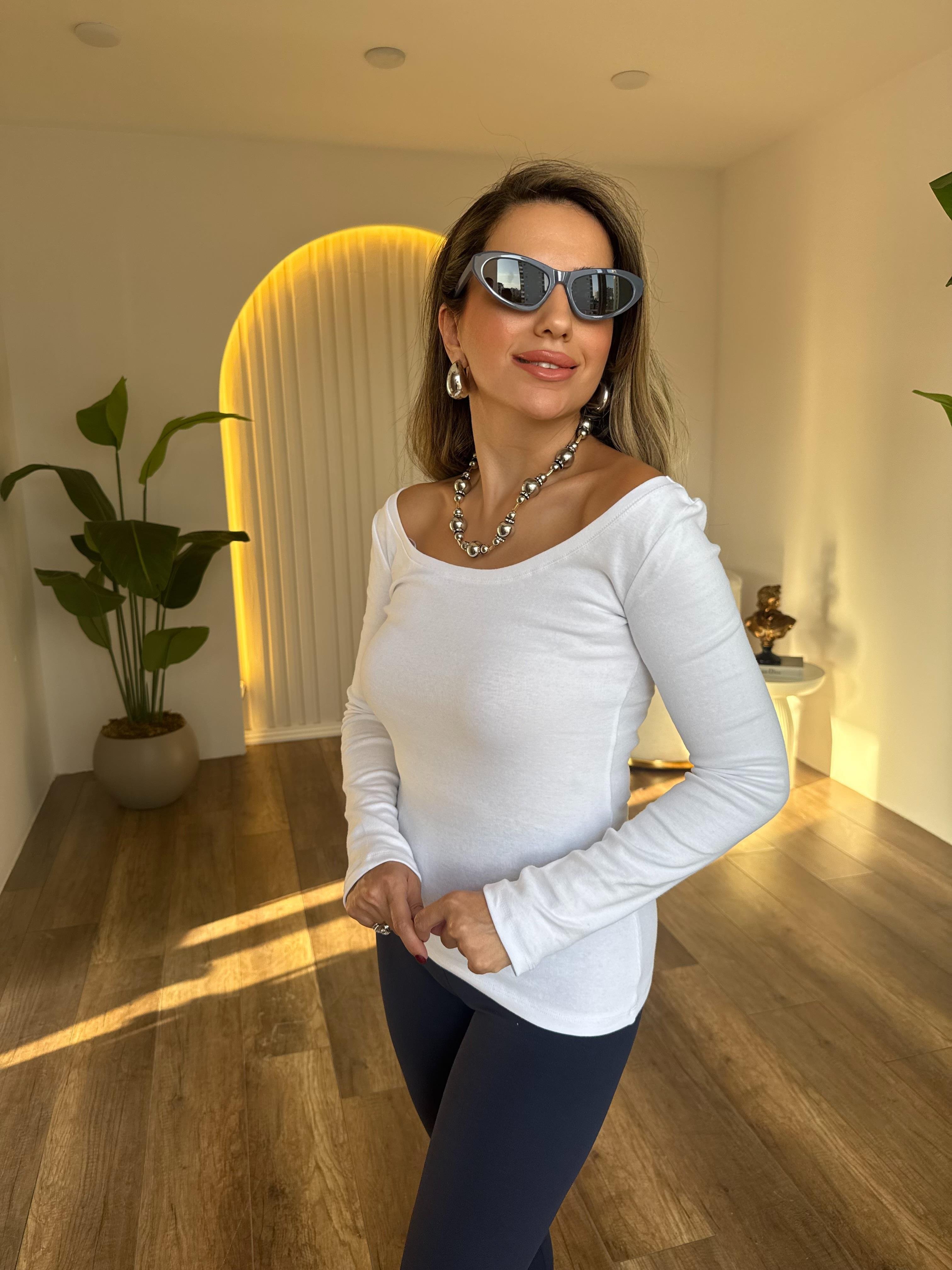 10613 Kayık Yaka Uzun Kol Bluz