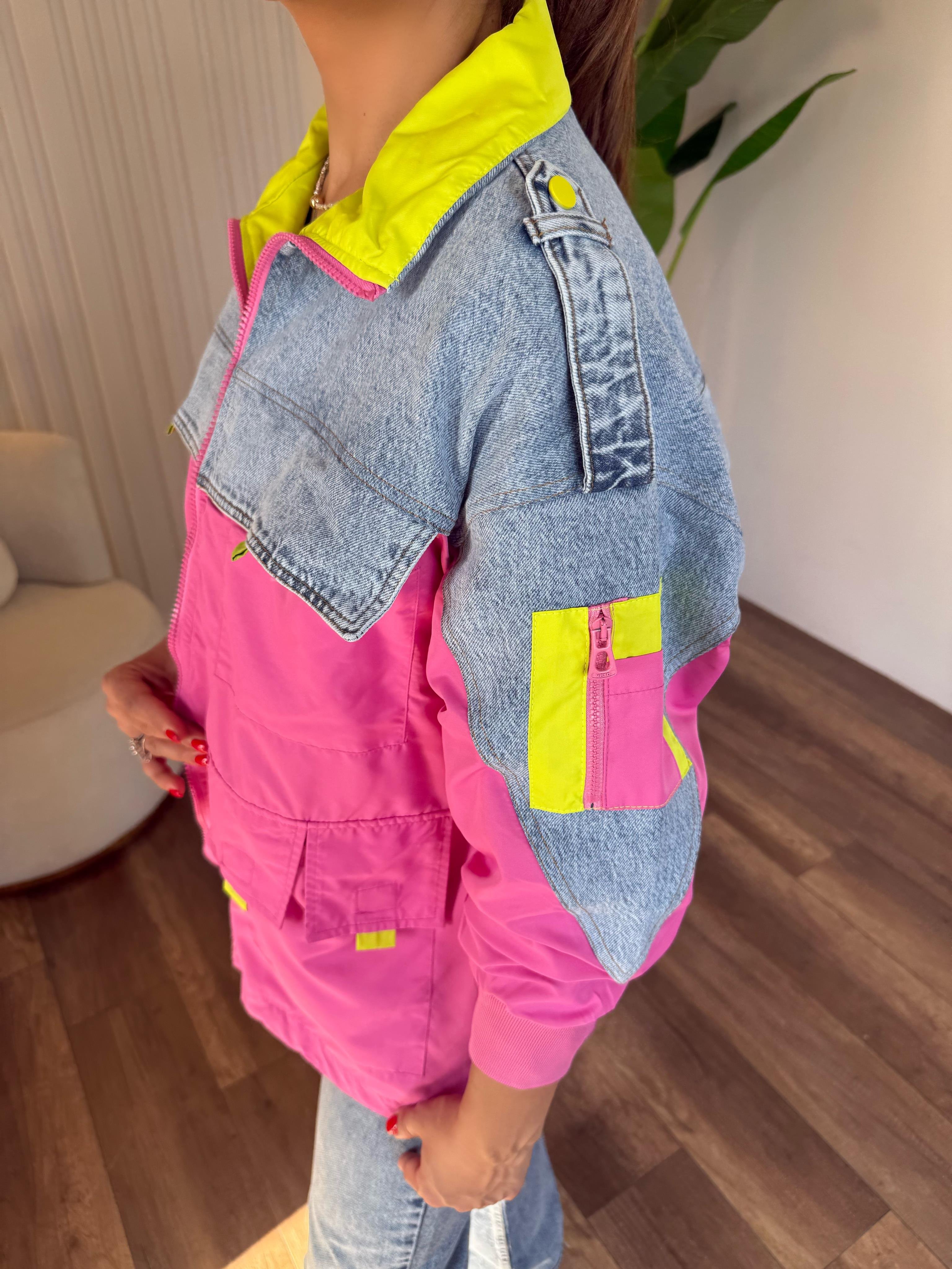 10626 Tw Tasarım Neon Detaylı Fermuarlı Ceket