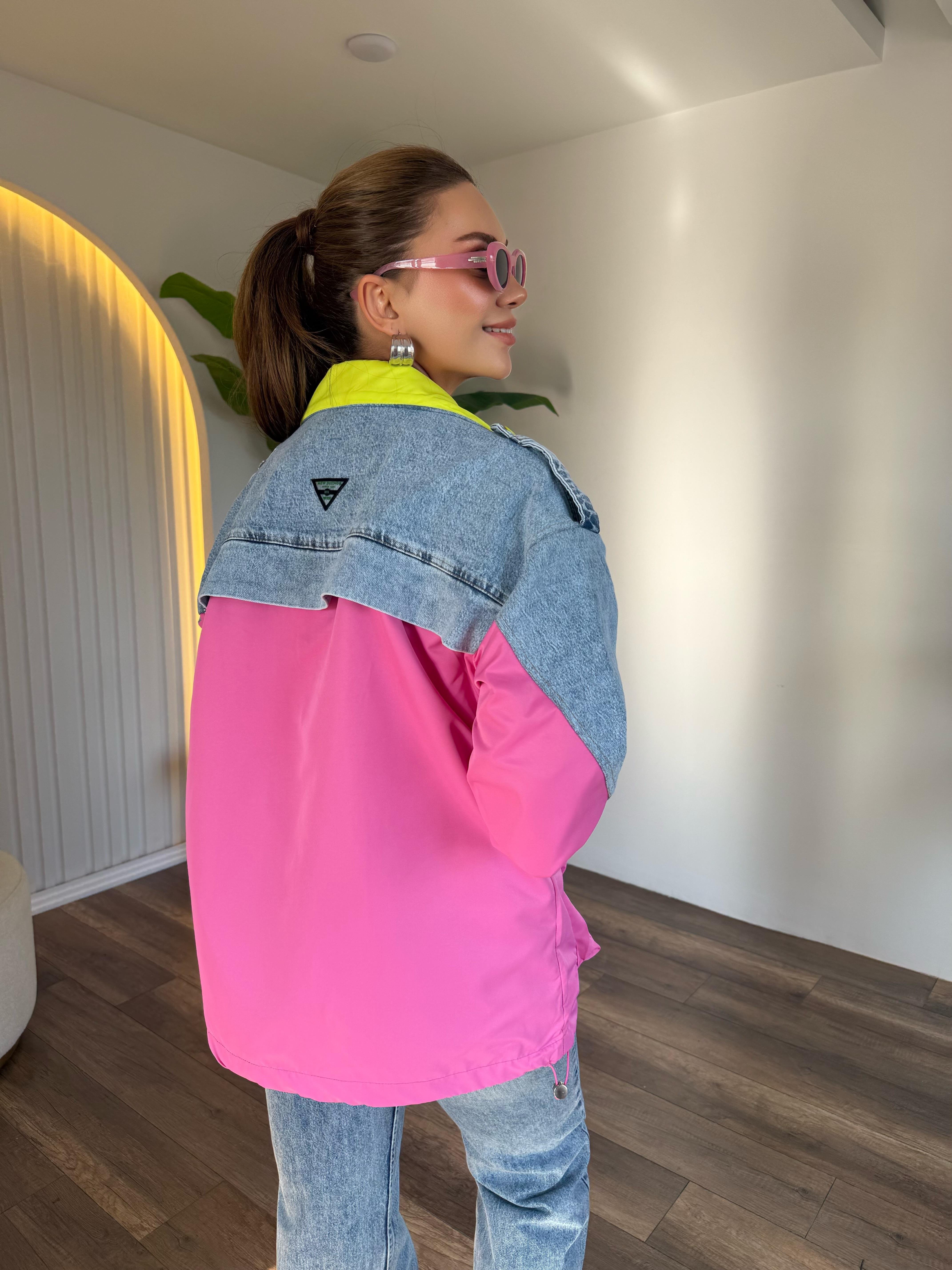10626 Tw Tasarım Neon Detaylı Fermuarlı Ceket