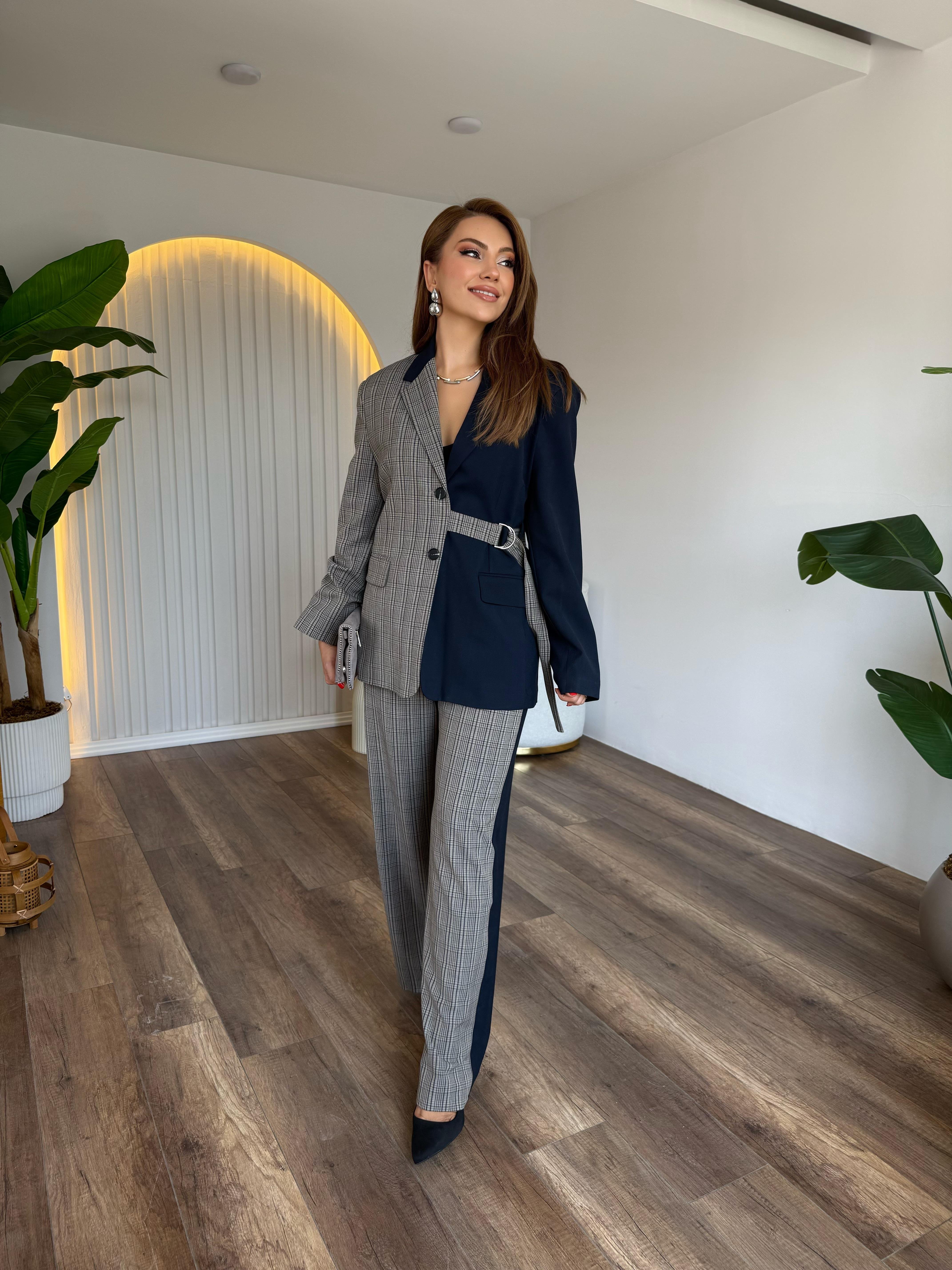 10628 Pötikare Kemer Detaylı Tasarım Blazer Ceket