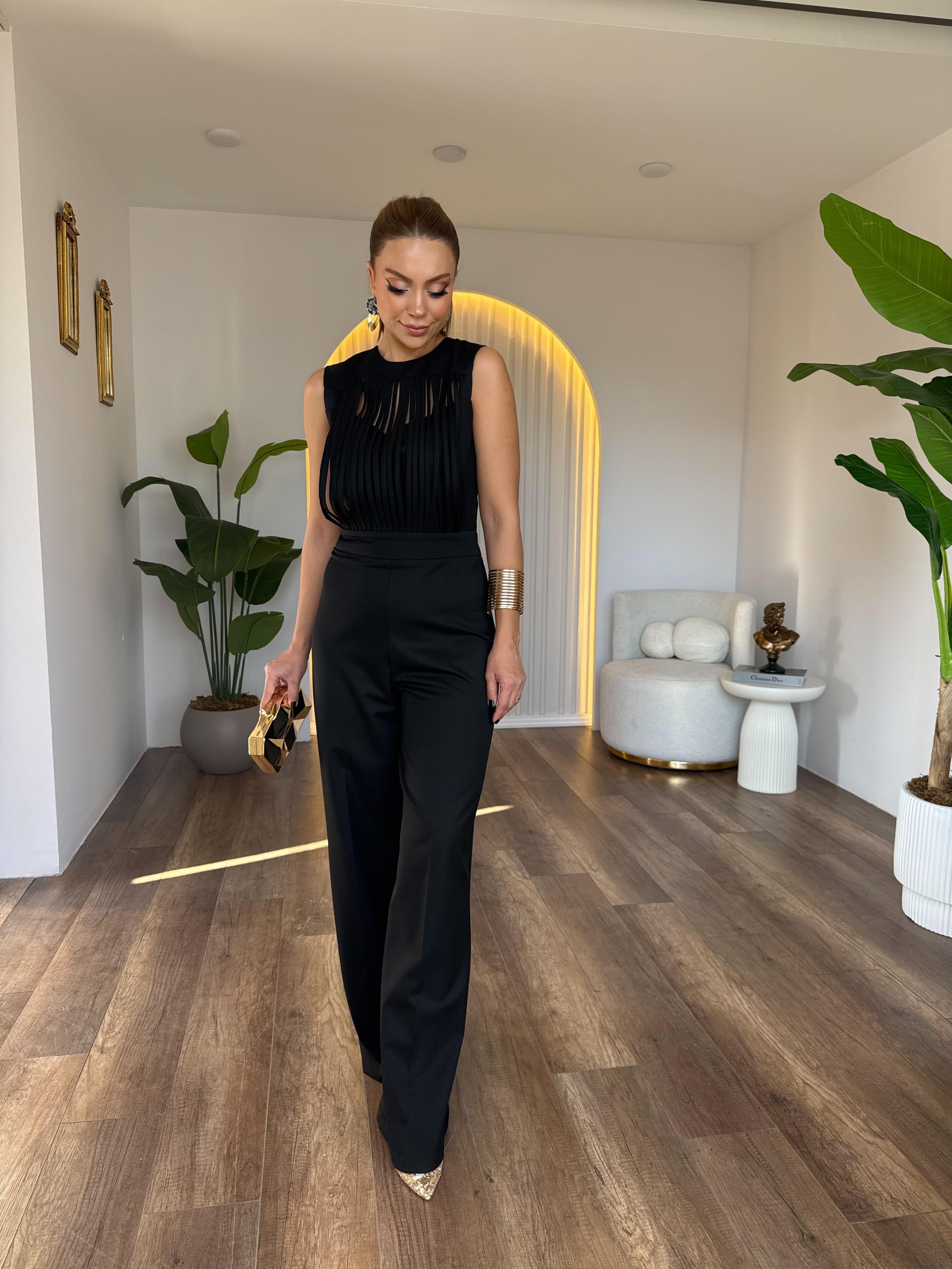 10738 Şerit Detaylı Premium Tulum