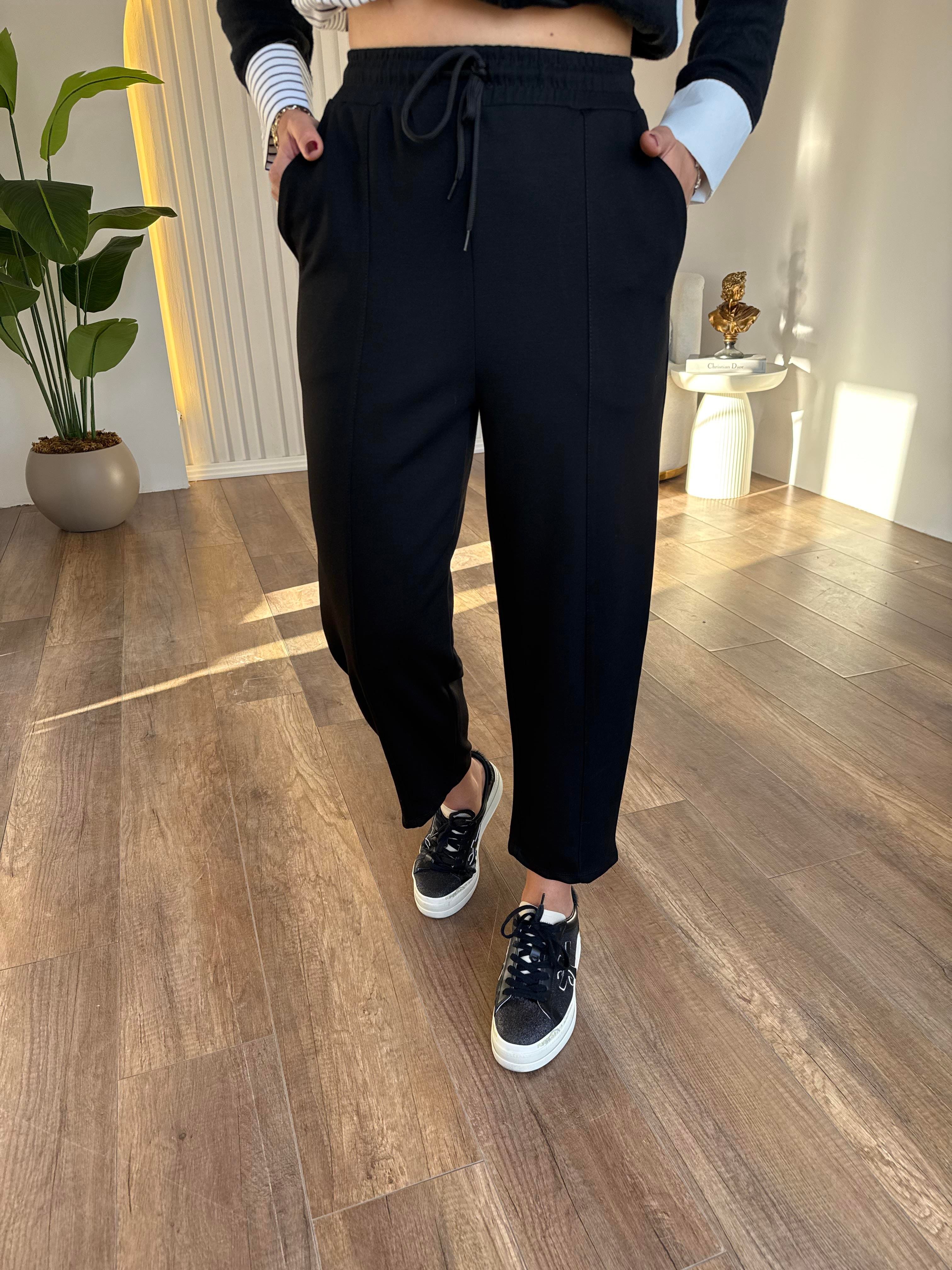 10767 Beli Lastikli Modal Pantolon