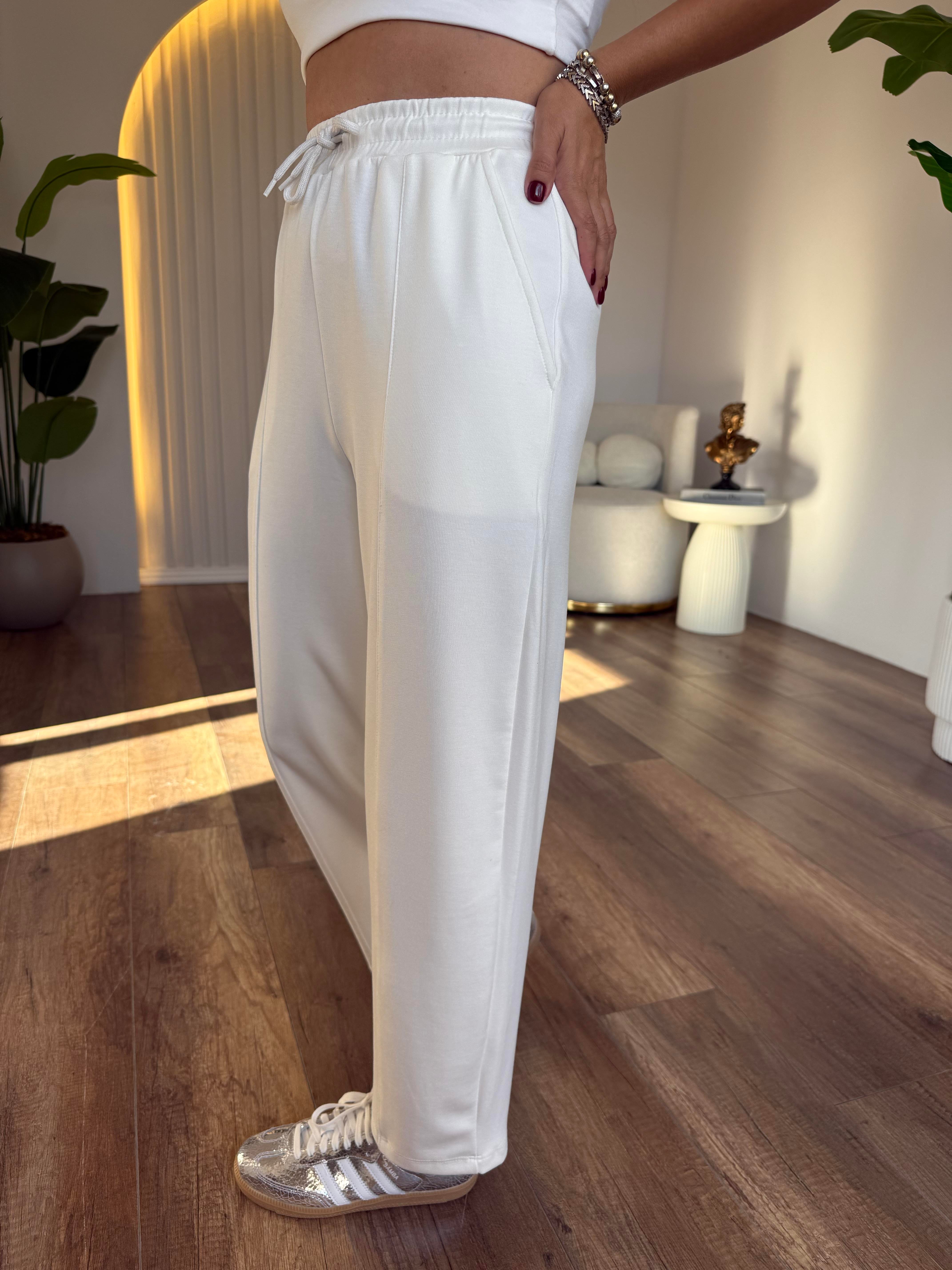 10767 Beli Lastikli Modal Pantolon