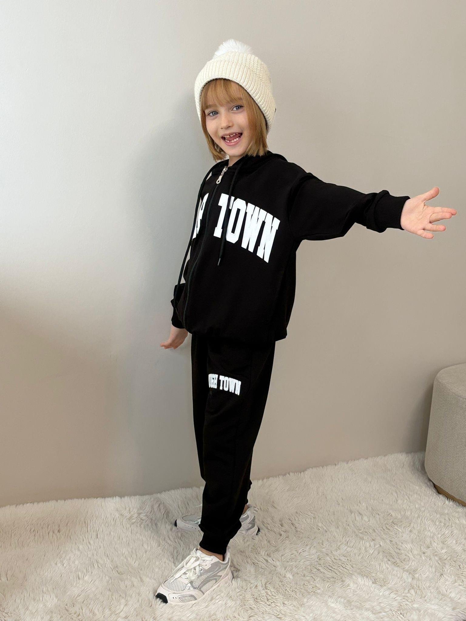 10805 Kids Kapşonlu Baskılı Takım 5-6/13-14 Yaş