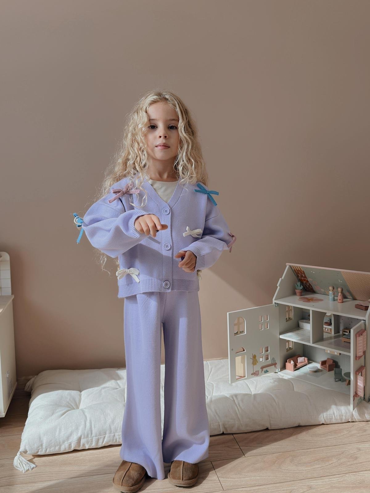 10810 Kids Fiyonklu Hırka Takım 3-4/9-10 Yaş
