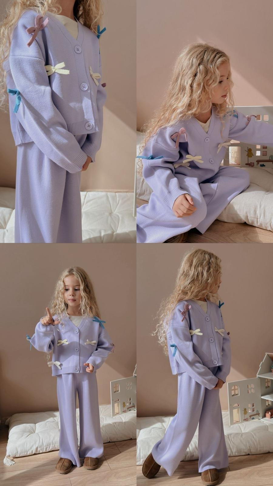 10810 Kids Fiyonklu Hırka Takım 3-4/9-10 Yaş