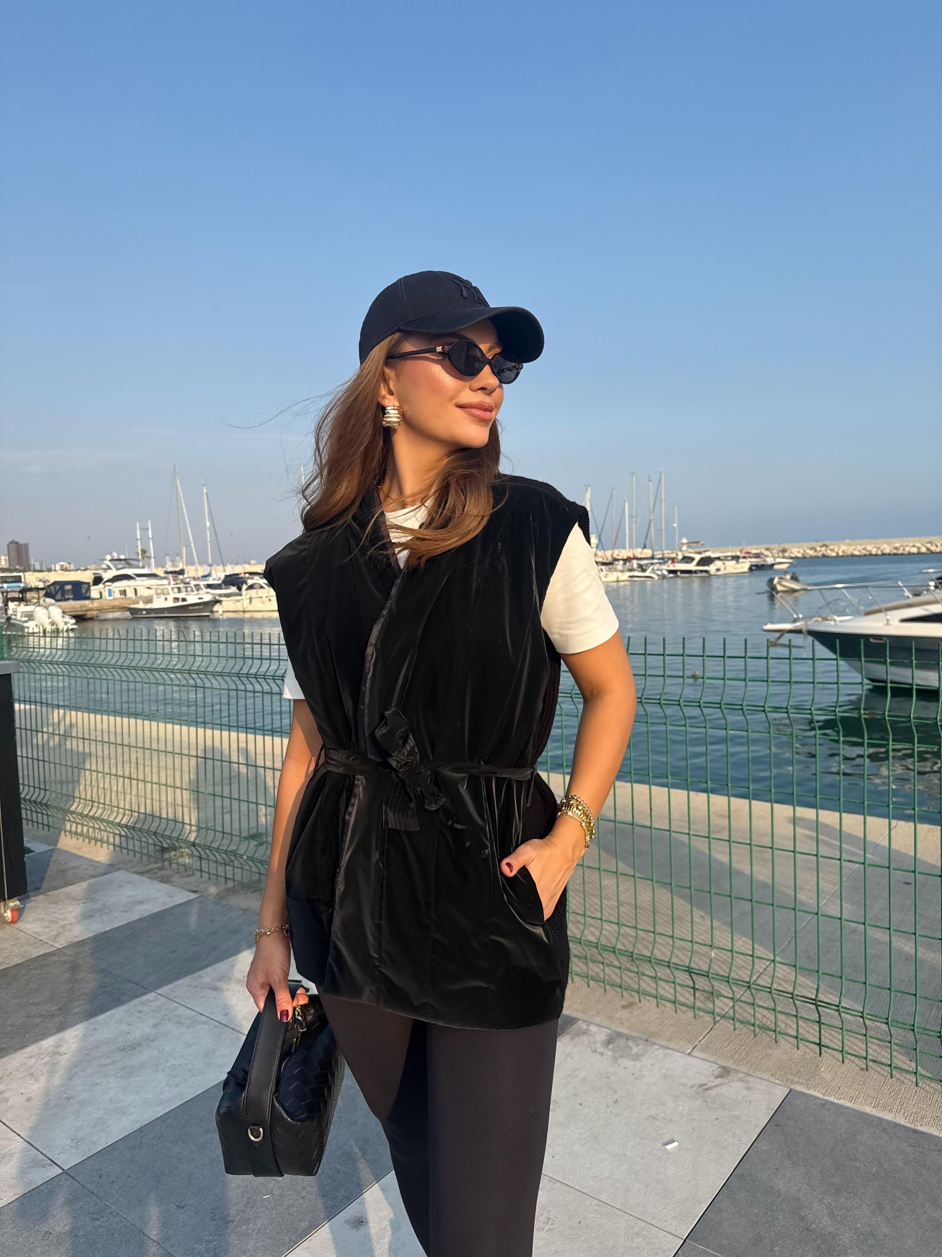10828 Arkası Triko Detay Premium Yelek