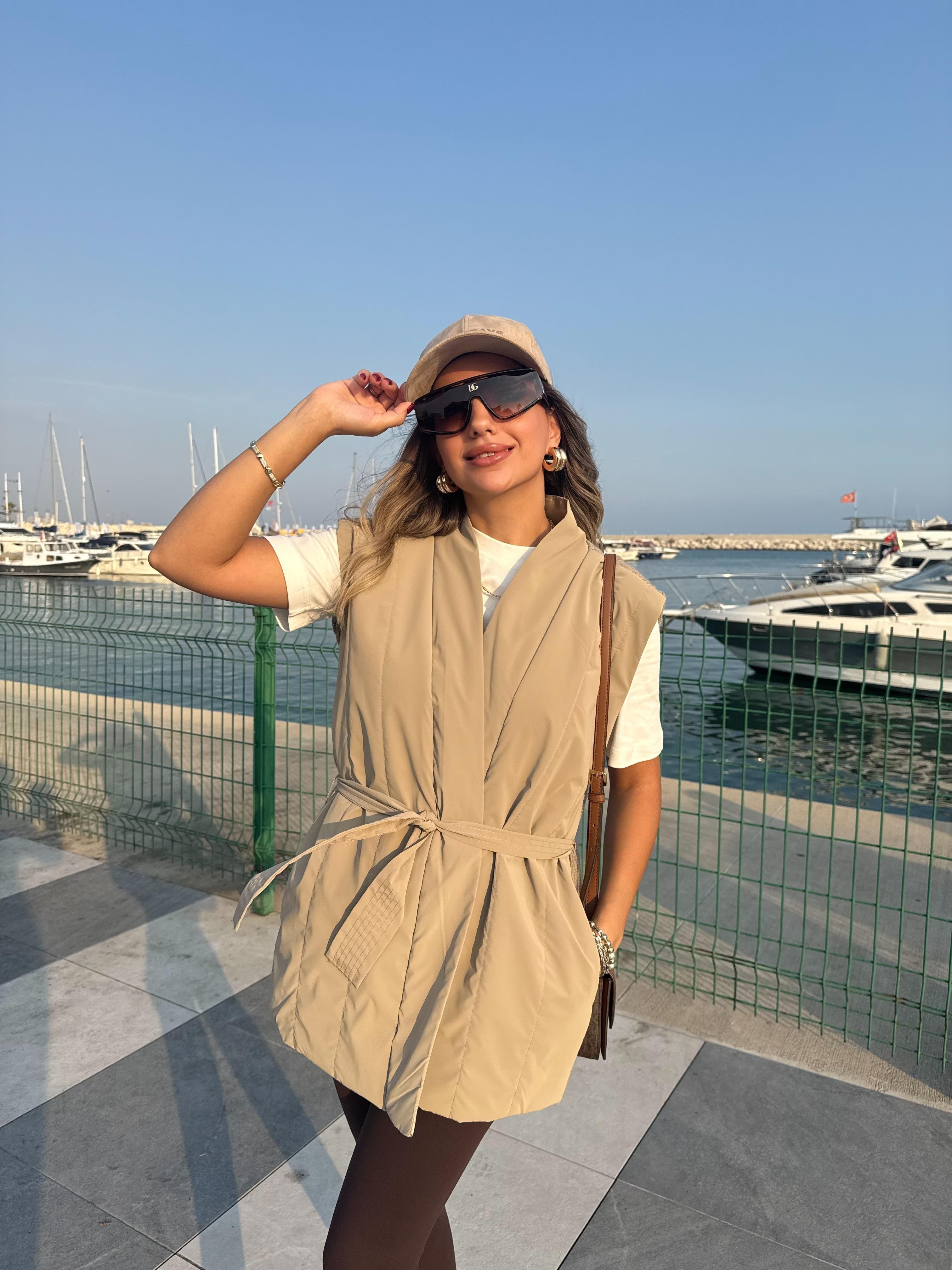 10828 Arkası Triko Detay Premium Yelek