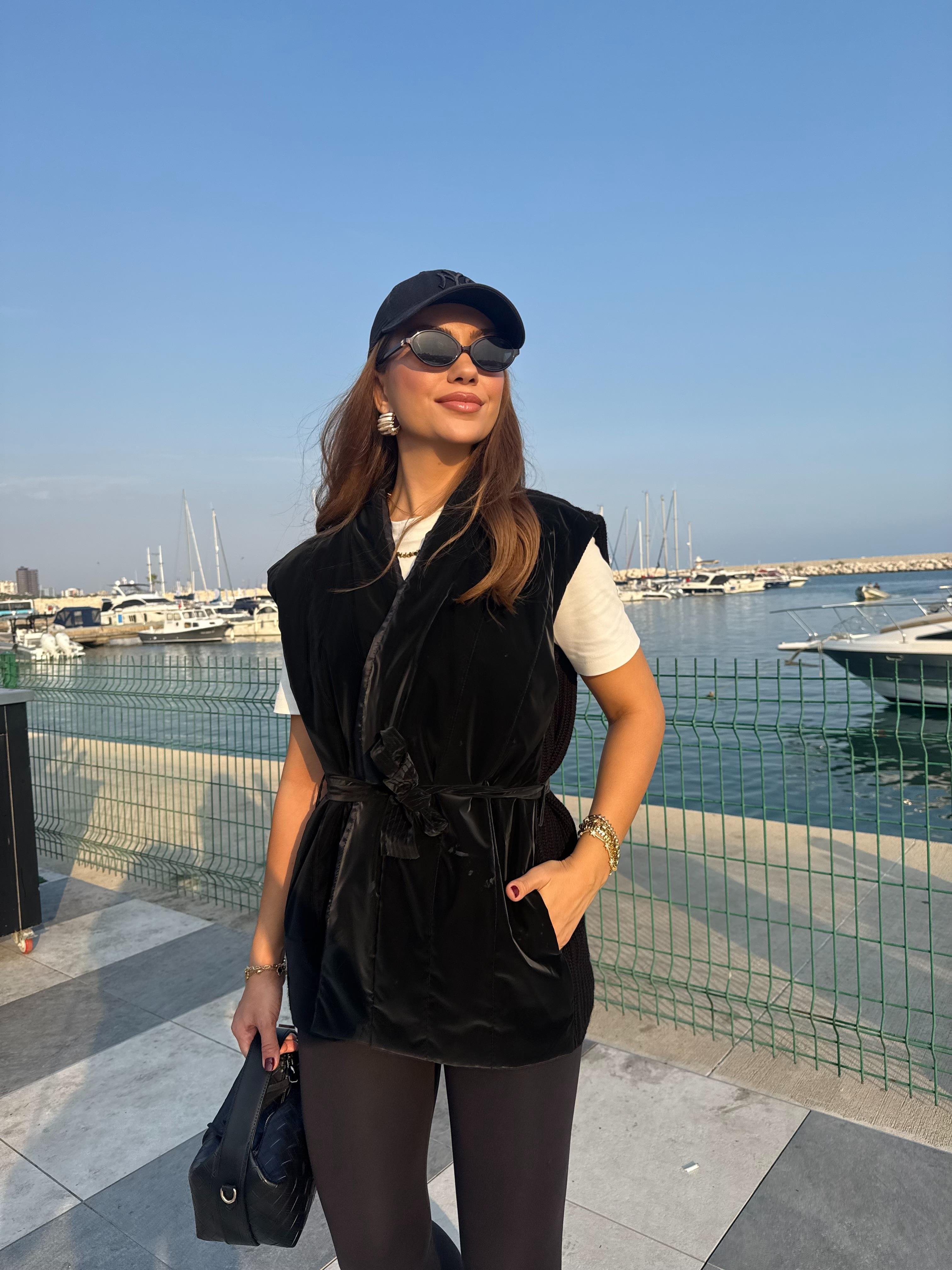 10828 Arkası Triko Detay Premium Yelek