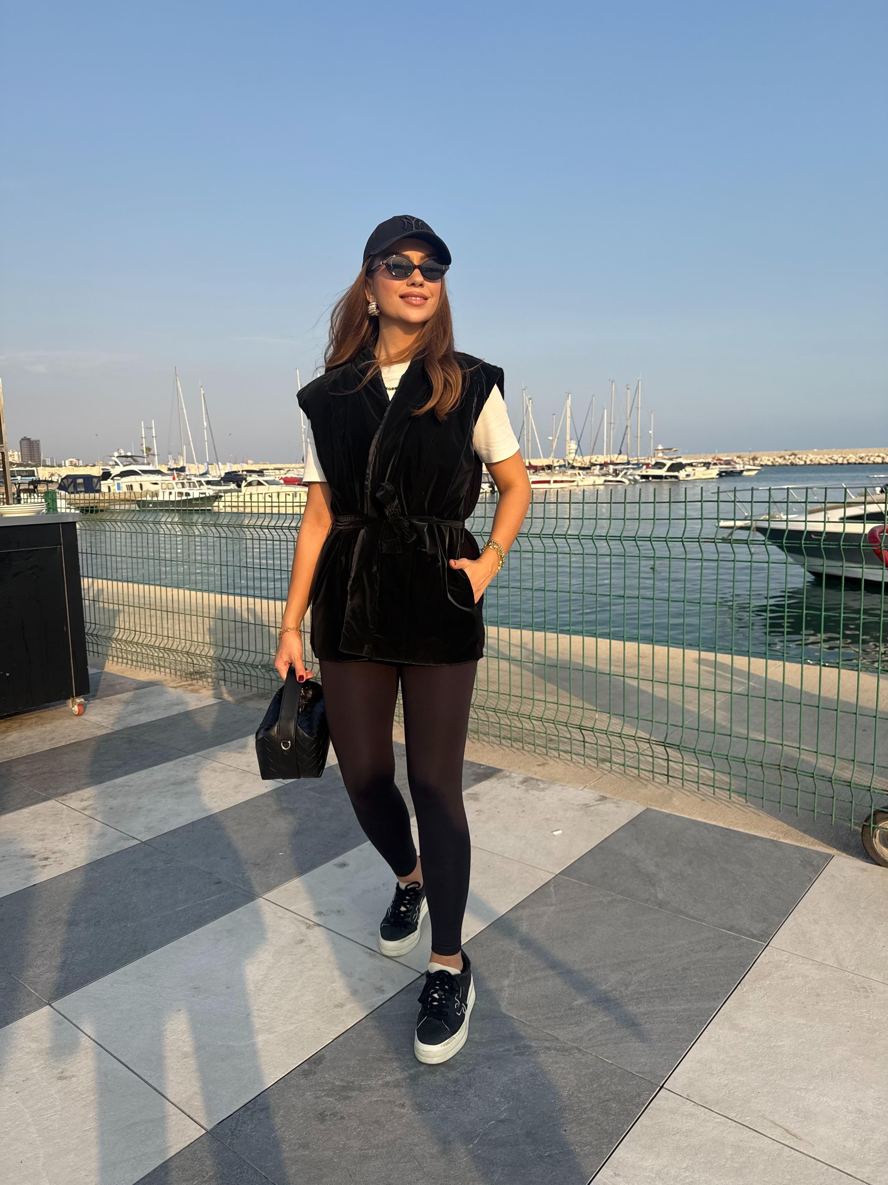 10828 Arkası Triko Detay Premium Yelek