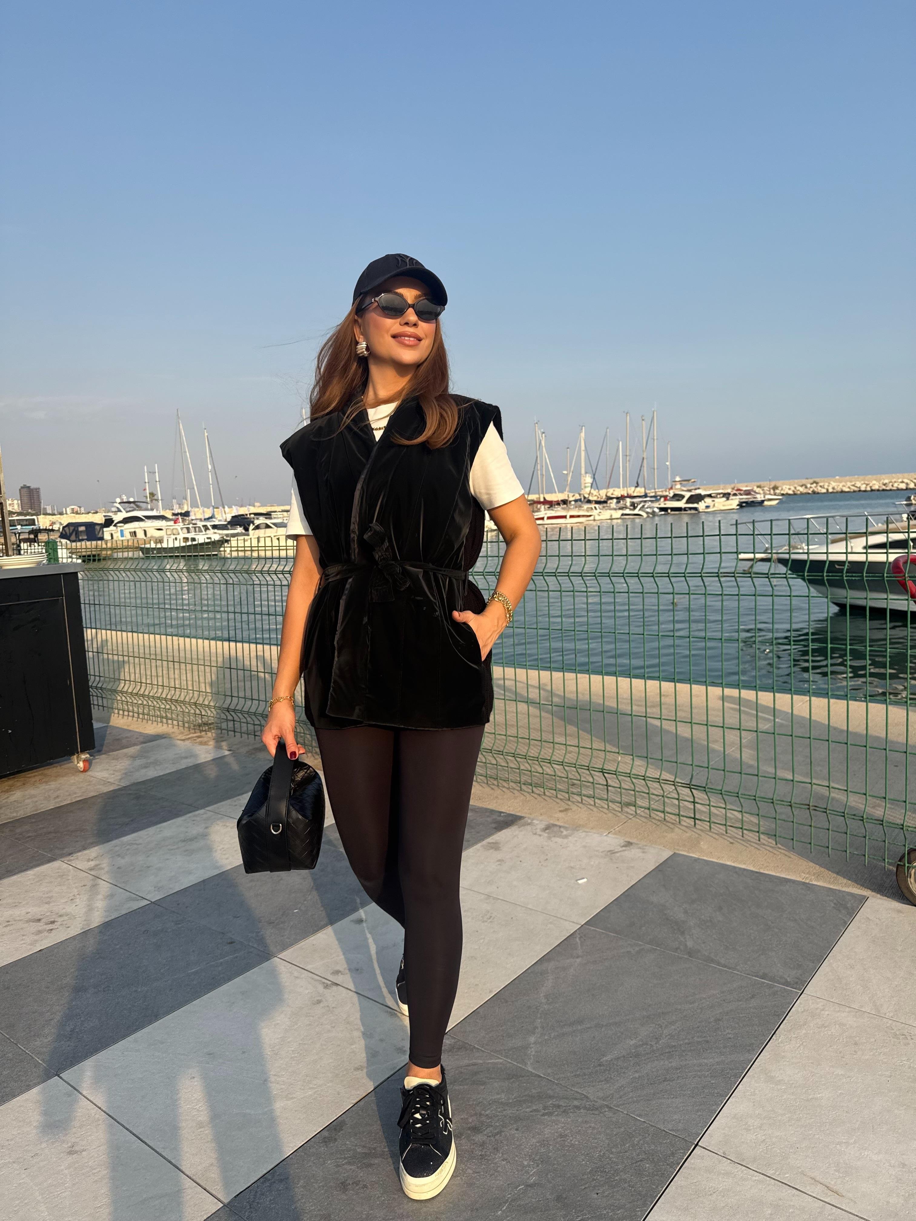 10828 Arkası Triko Detay Premium Yelek