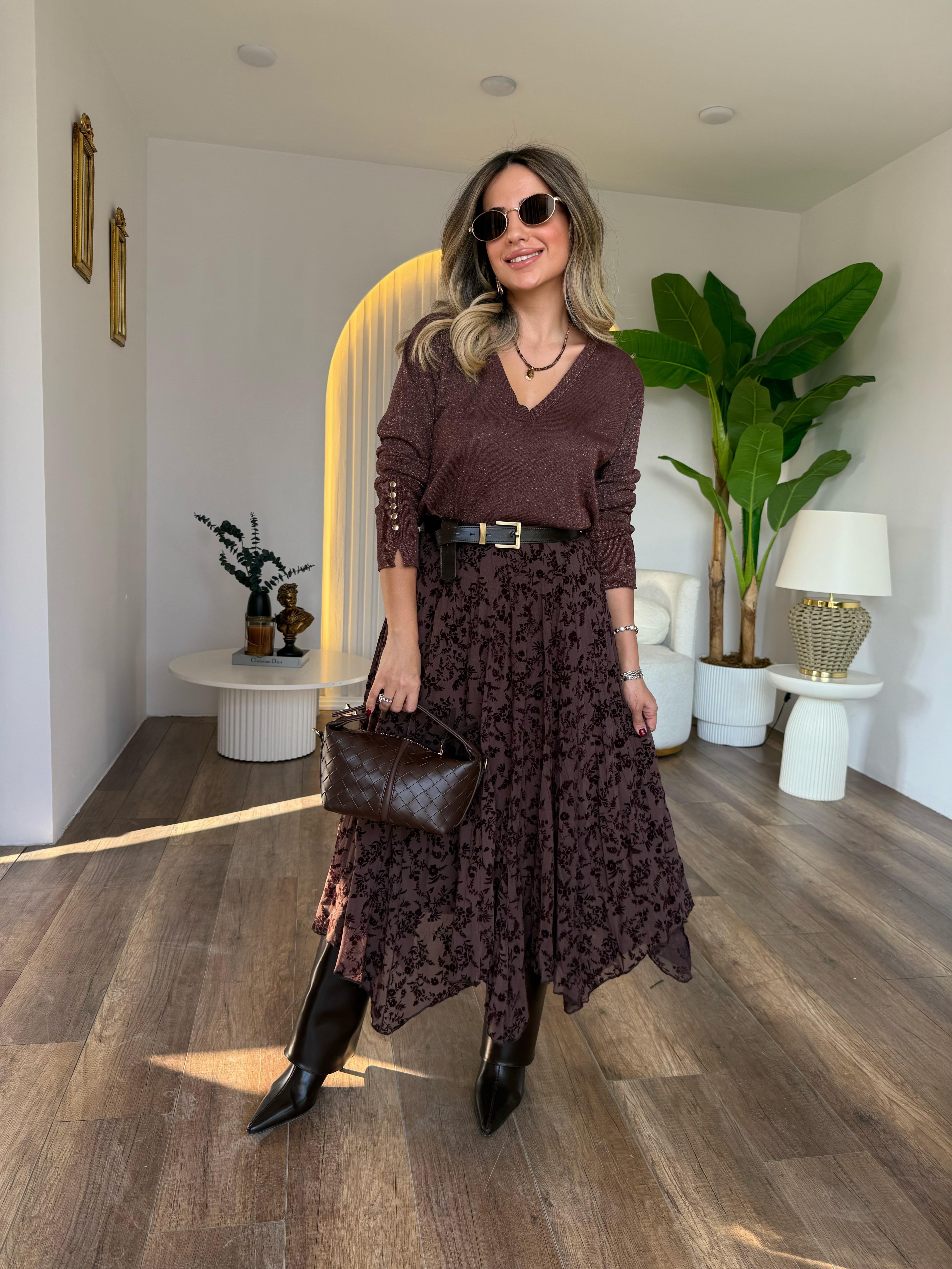 10846 V Yaka Kollardan Düğmeli Triko