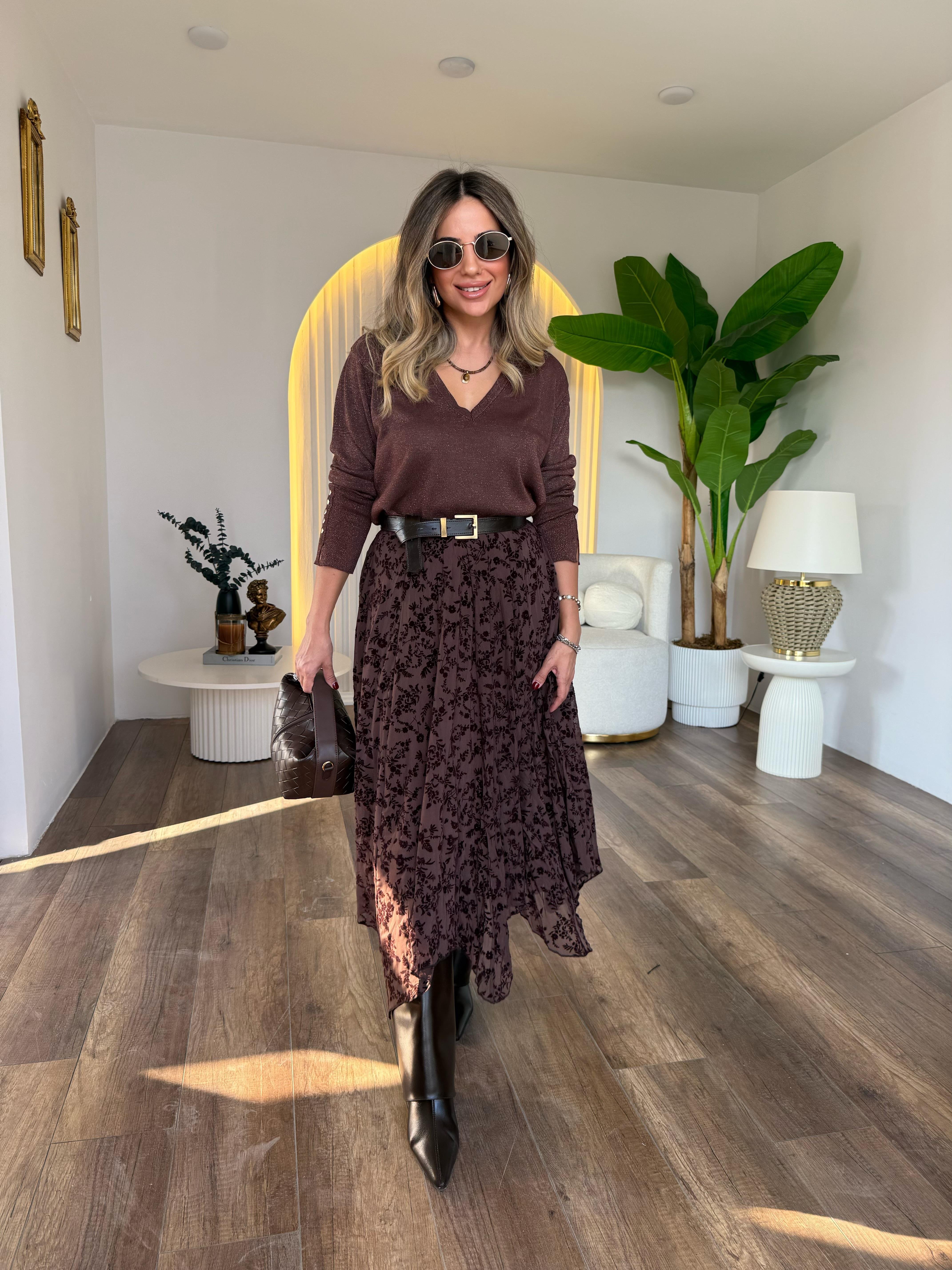 10846 V Yaka Kollardan Düğmeli Triko