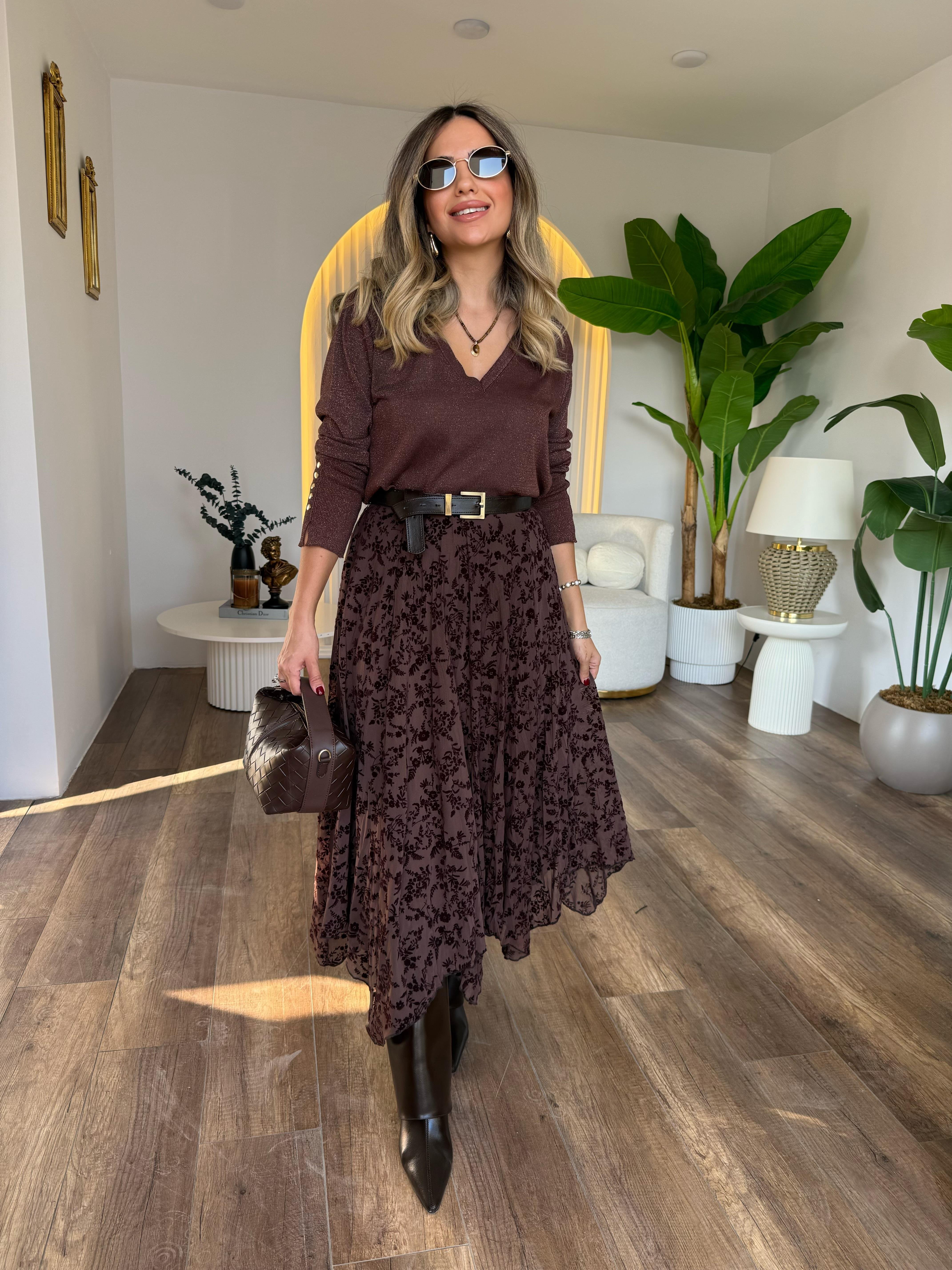 10846 V Yaka Kollardan Düğmeli Triko